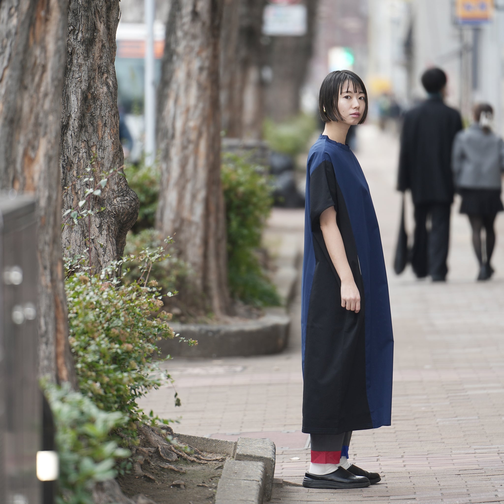 No:bsd23SS-02_b | Name:Color panel onepiece | Color:Navy【BEDSIDEDRAMA_ベッドサイドドラマ】【archive】