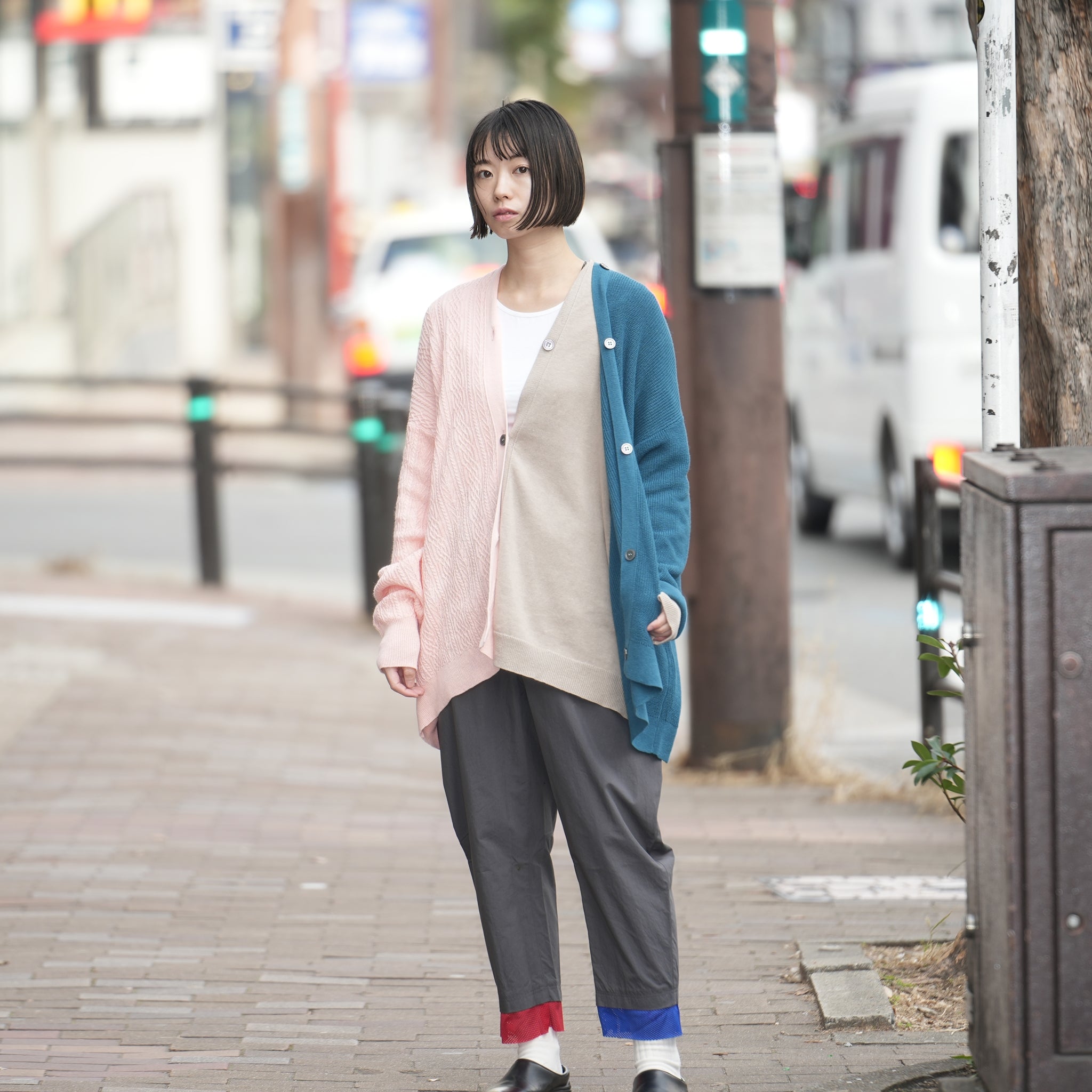 No:bsd23SS-20_a | Name:3piece knit cardigan | Color:Azisai【BEDSIDEDRAMA_ベッドサイドドラマ】