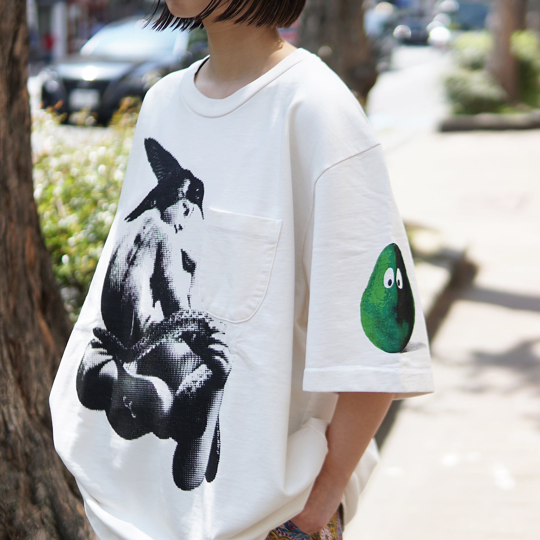M25701 | French Terry SS Pocket Tee w Print | Color:White【MONITALY_モニタリー】【archive】