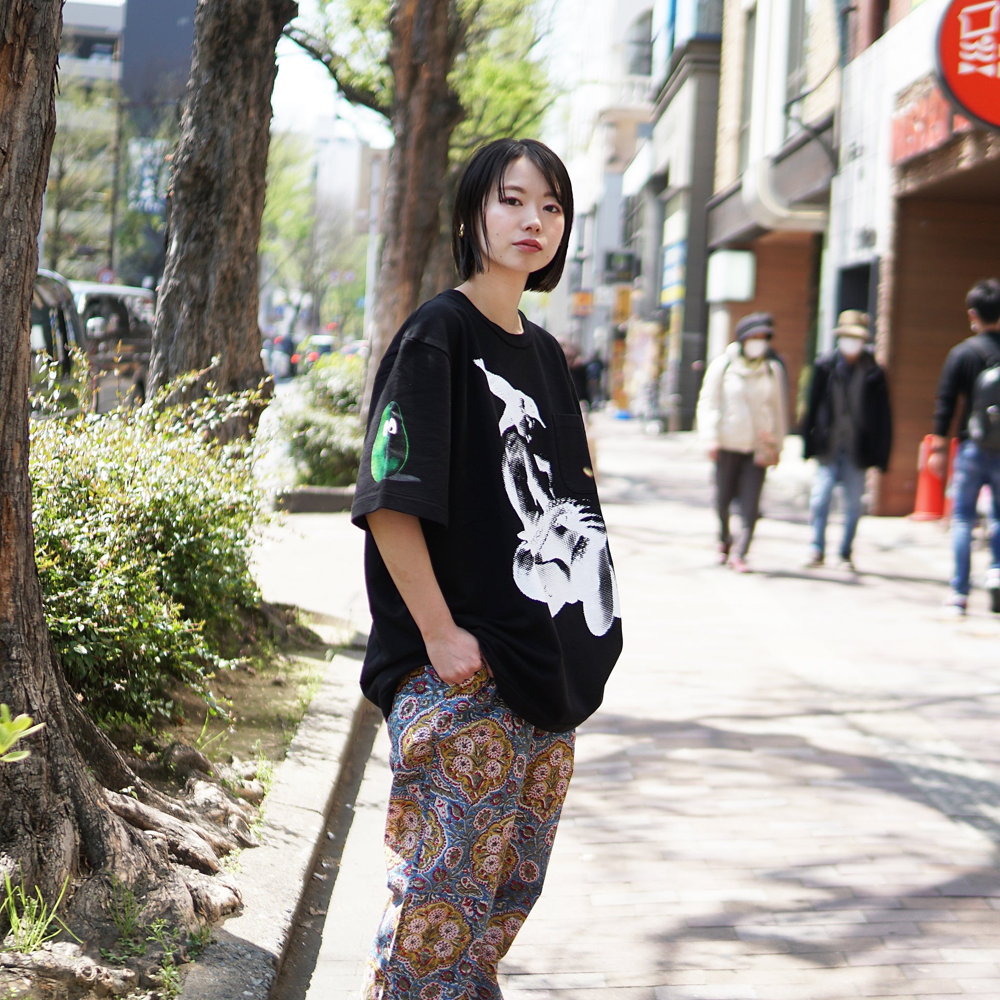 M25701black | French Terry SS Pocket Tee w Print | Color:Black【MONITALY_モニタリー】【archive】
