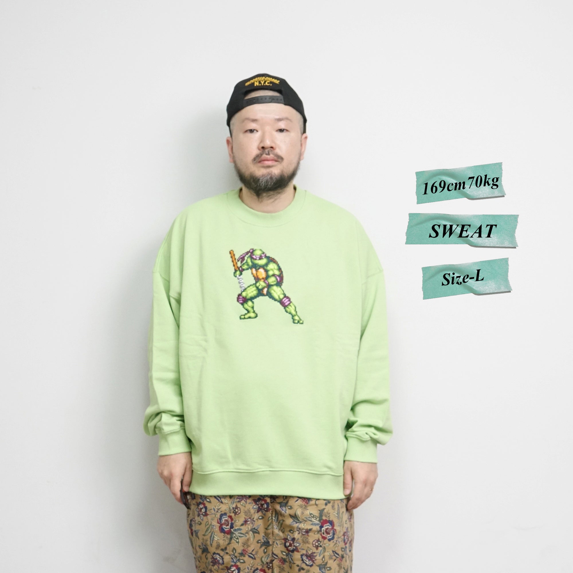 No:SS-V-EB-FIGHTINGTURTLE | Name:DONATELLO SWEAT-SHIRT - BRICKTOWN X TMNT ™ | Color:Green Shell | Size:S/M/L【BRICKTOWN_ブリックタウン】