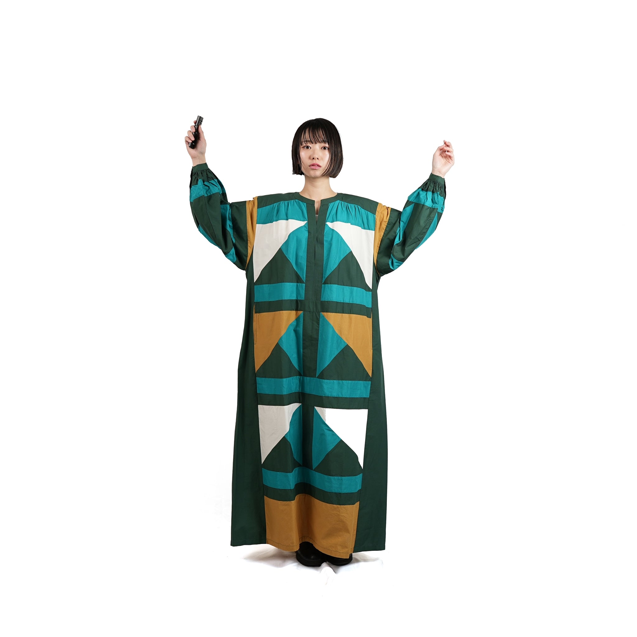 No:020431SE1 | Name:CTN TRIANGLE PATCHWORK DRESS | Color:Green【SARA MALLIKA_サラマリカ】【archive】