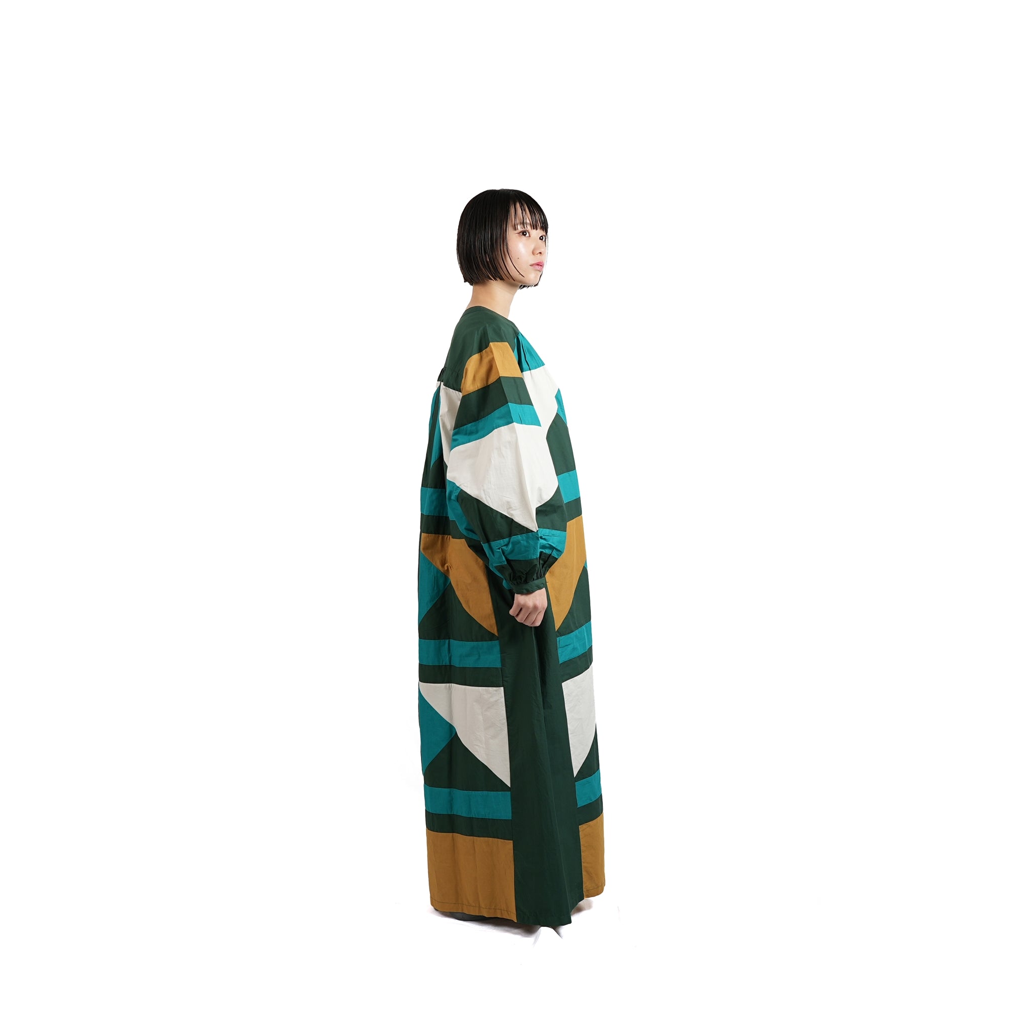 No:020431SE1 | Name:CTN TRIANGLE PATCHWORK DRESS | Color:Green【SARA MALLIKA_サラマリカ】【archive】