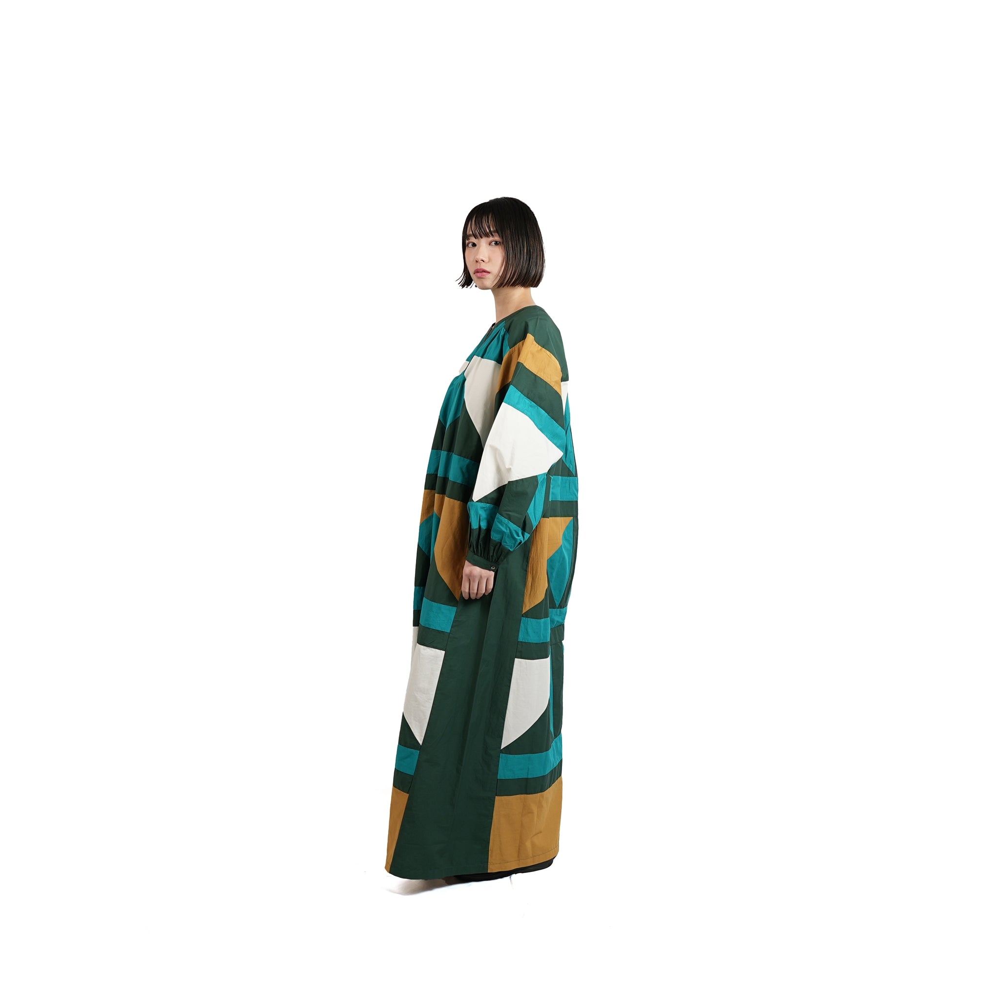No:020431SE1 | Name:CTN TRIANGLE PATCHWORK DRESS | Color:Green【SARA MALLIKA_サラマリカ】【archive】