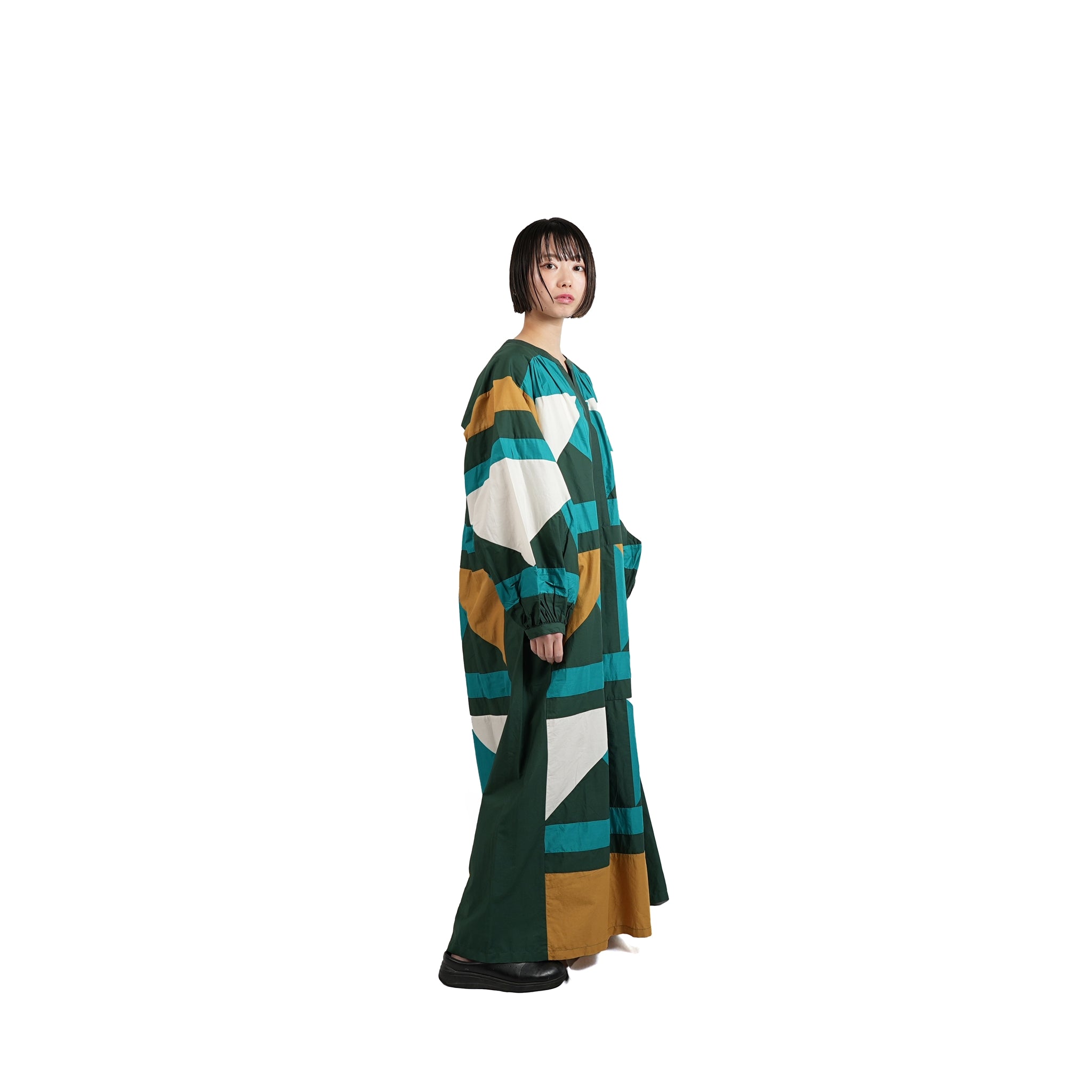 No:020431SE1 | Name:CTN TRIANGLE PATCHWORK DRESS | Color:Green【SARA MALLIKA_サラマリカ】【archive】