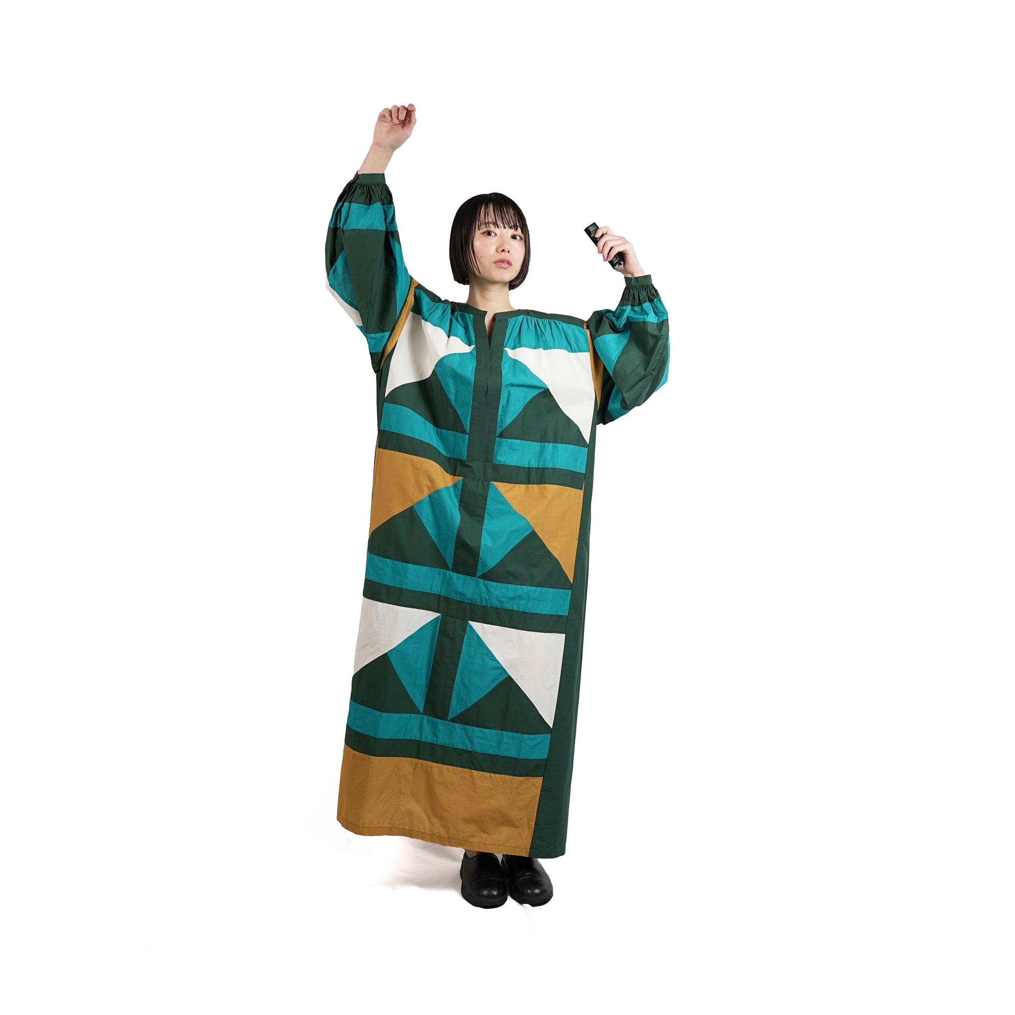 No:020431SE1 | Name:CTN TRIANGLE PATCHWORK DRESS | Color:Green【SARA MALLIKA_サラマリカ】【archive】