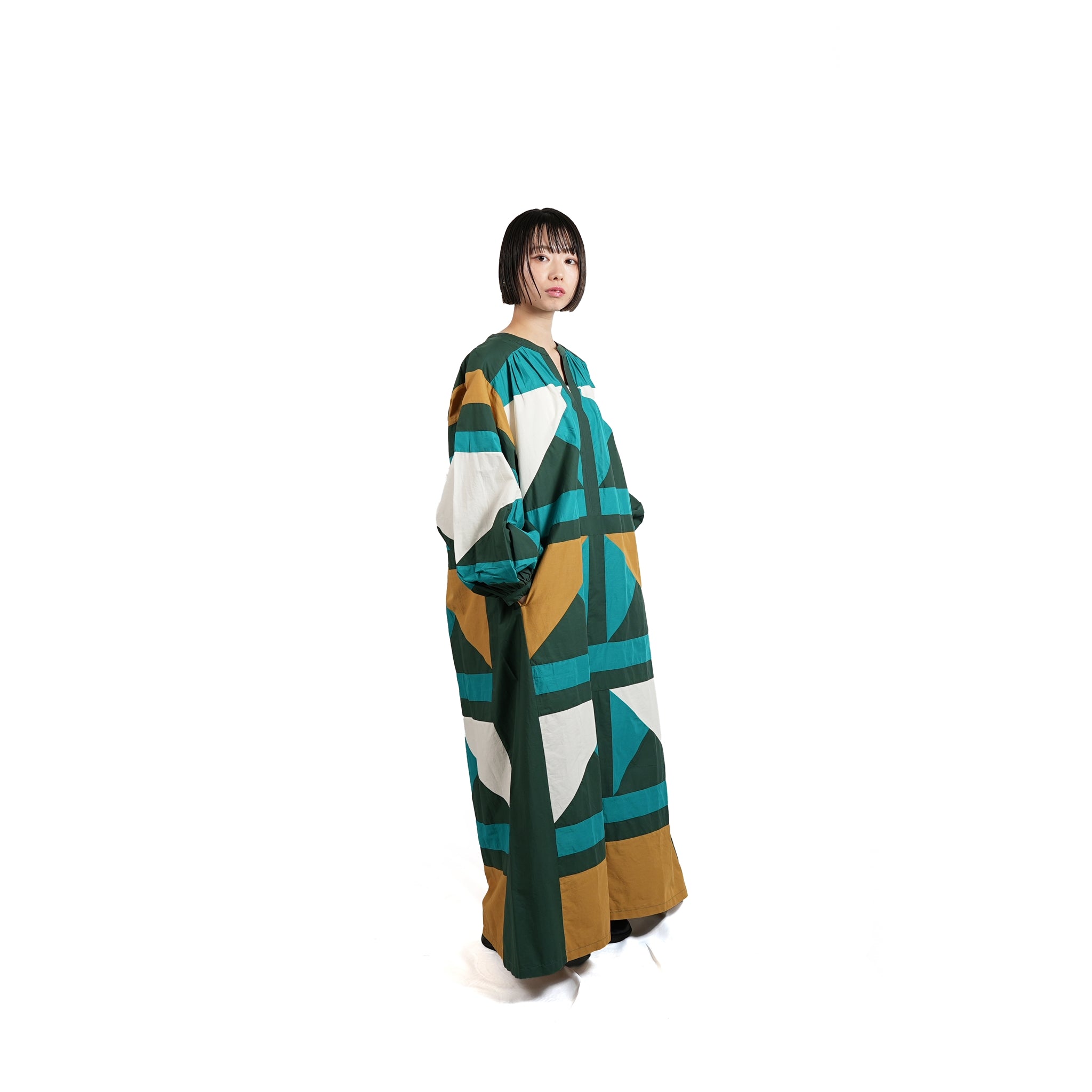 No:020431SE1 | Name:CTN TRIANGLE PATCHWORK DRESS | Color:Green【SARA MALLIKA_サラマリカ】【archive】