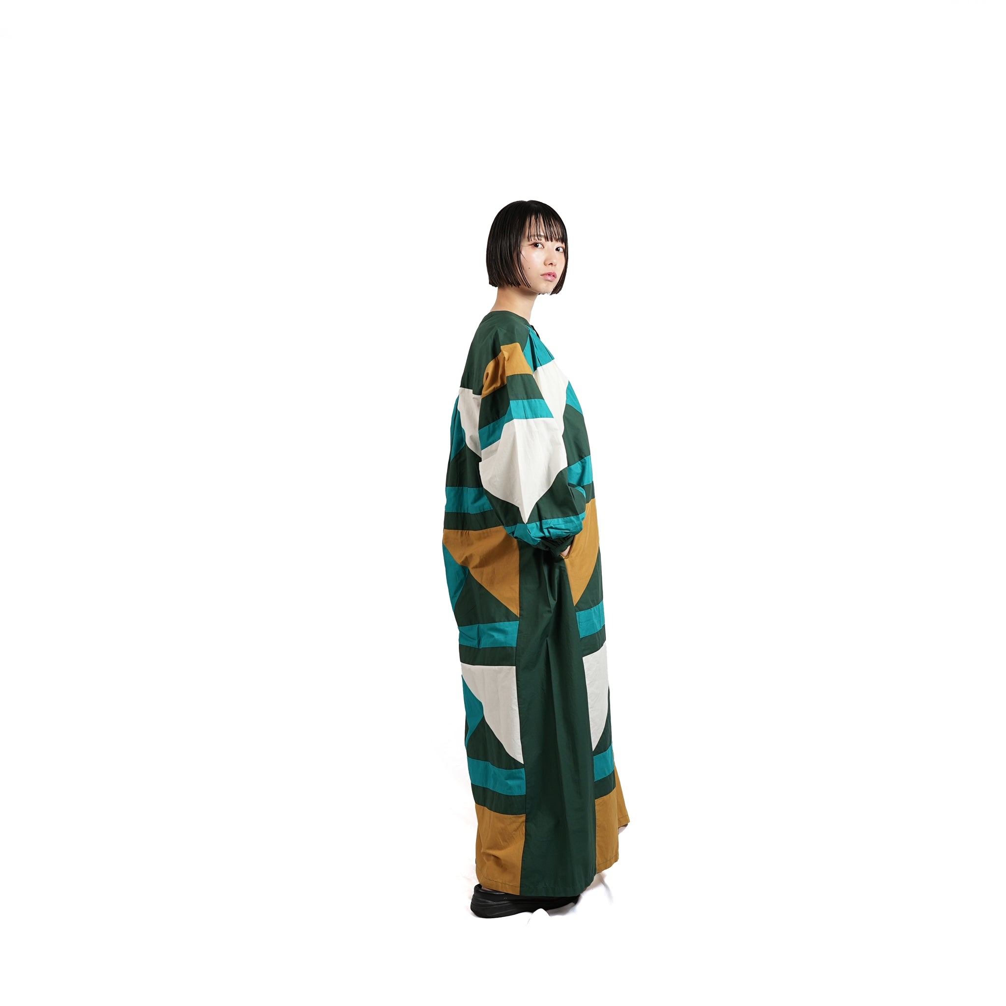No:020431SE1 | Name:CTN TRIANGLE PATCHWORK DRESS | Color:Green【SARA MALLIKA_サラマリカ】【archive】