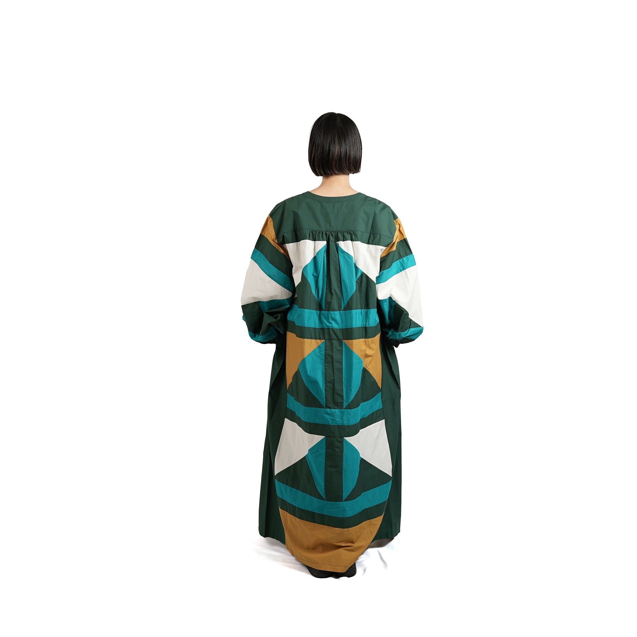 No:020431SE1 | Name:CTN TRIANGLE PATCHWORK DRESS | Color:Green【SARA MALLIKA_サラマリカ】【archive】