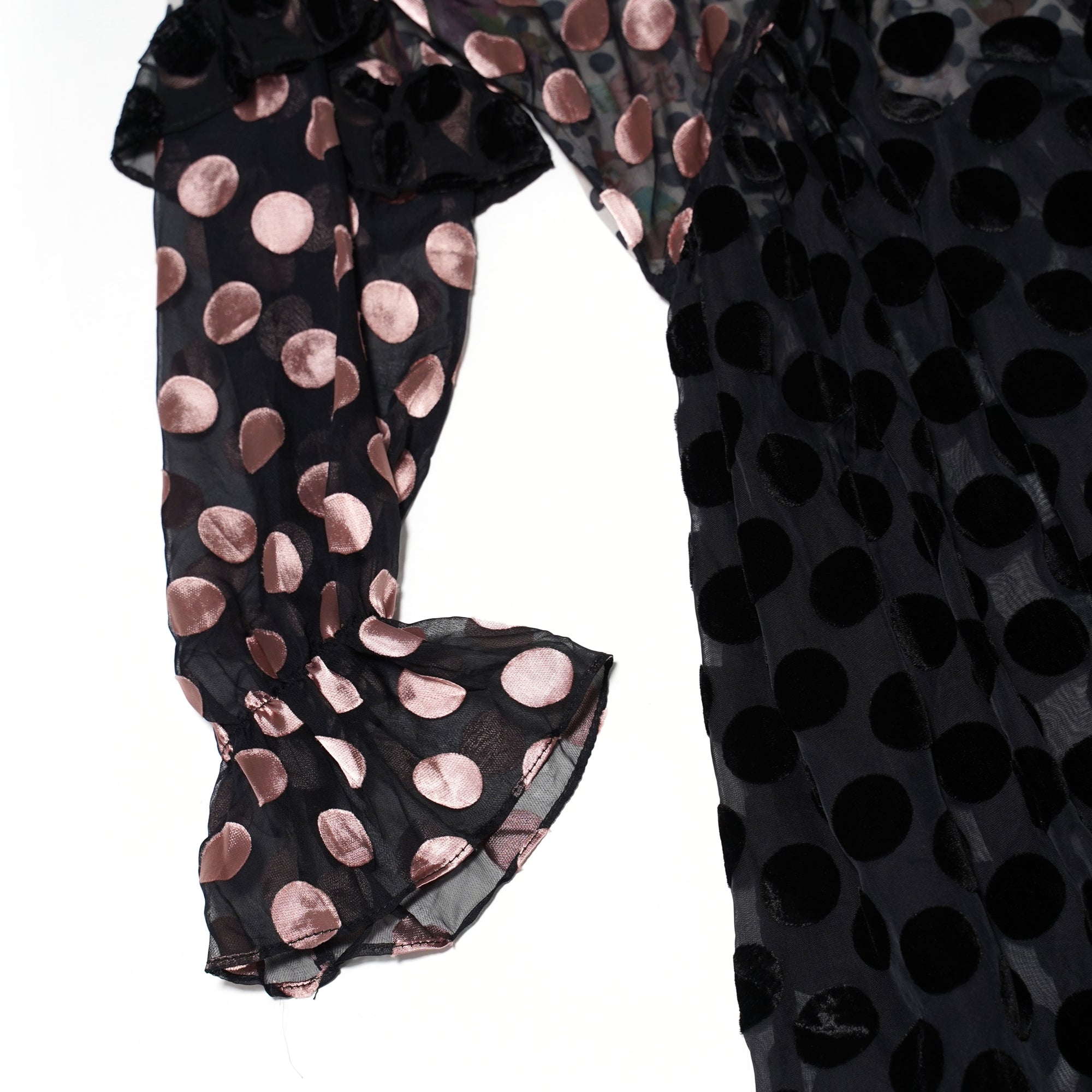 No:UP2020AW1119 | Name:Retro Ruff Collar Stitching polka Dot Illustration print Dress | Color:Black Multi | 【UNLOGOCAL POEM】-UNLOGICAL POEM-ADDICTION FUKUOKA