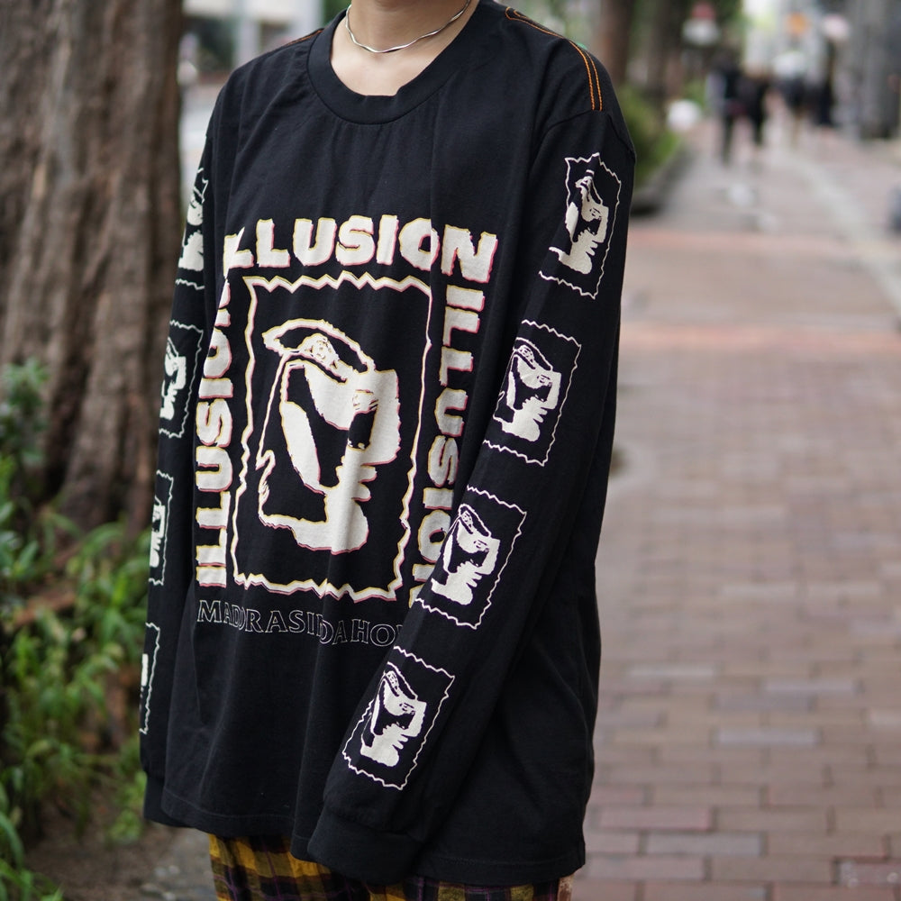 No:24340 | Name:MADORASINDAHOUSE ILLUSION LONGSLEEVE BF TEE | Color:Washed Black | Size:M/L【ONE TEASPOON】-ONE TEASPOON-ADDICTION FUKUOKA