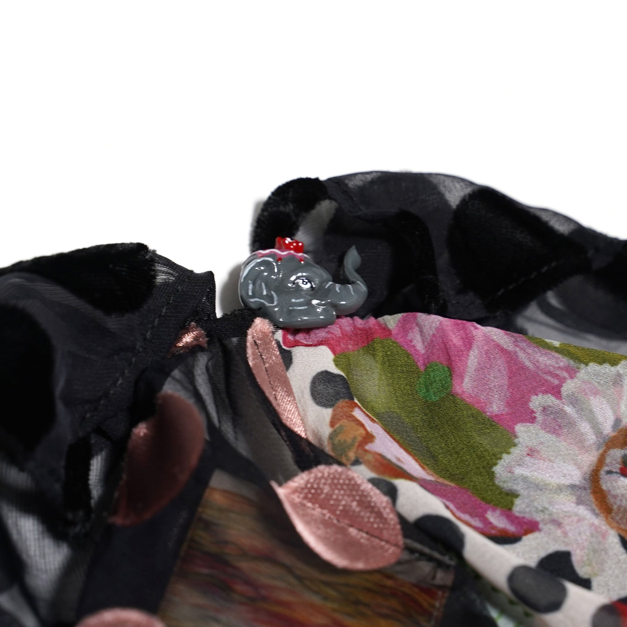 No:UP2020AW1119 | Name:Retro Ruff Collar Stitching polka Dot Illustration print Dress | Color:Black Multi | 【UNLOGOCAL POEM】-UNLOGICAL POEM-ADDICTION FUKUOKA