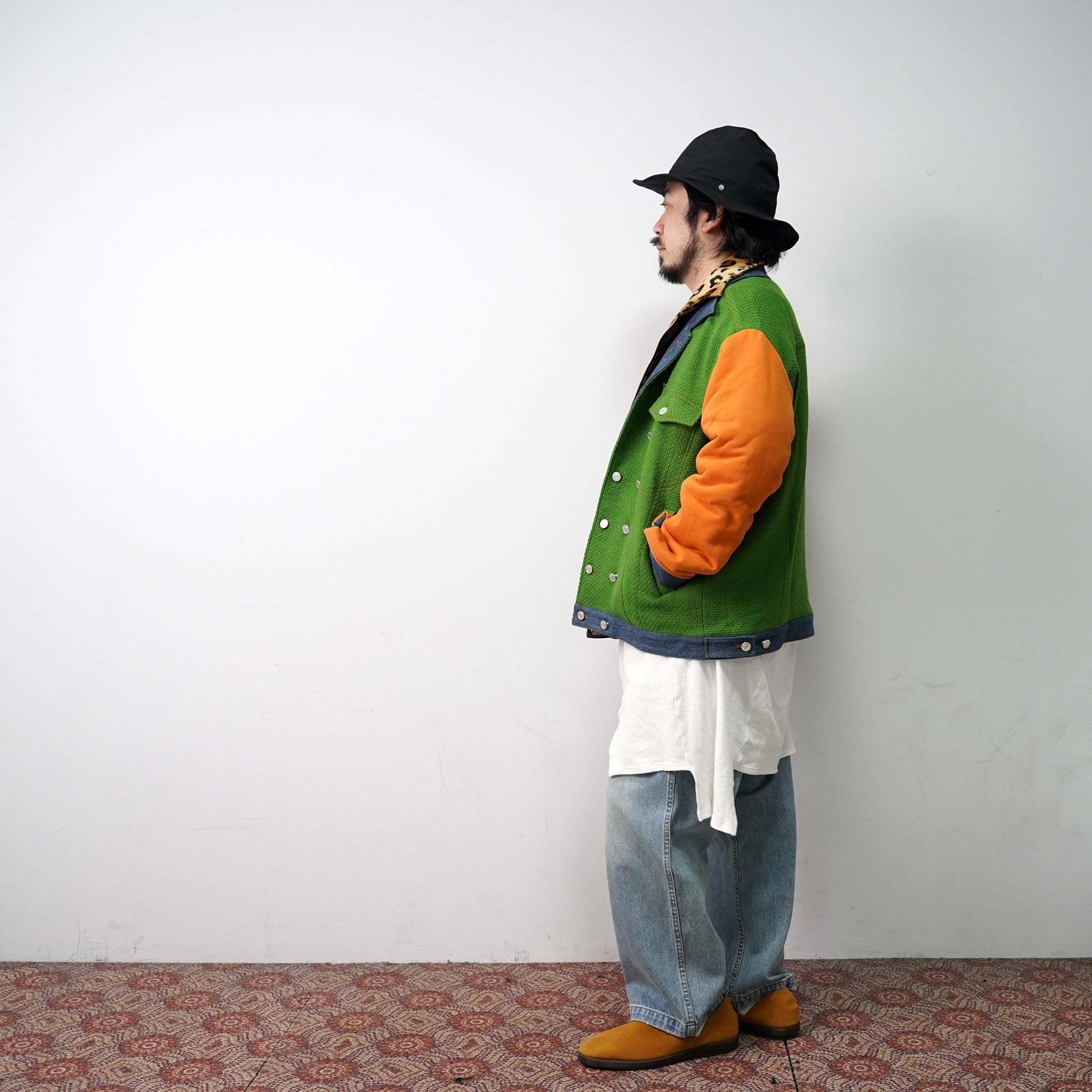 No:pw21j03 | Name:TRIPLE LAYER MULTI JACKET | Color:Denim-Grn-Orange-Leopard | Size:1/2【PLATEAU STUDIO_プラトー スタジオ】【archive】