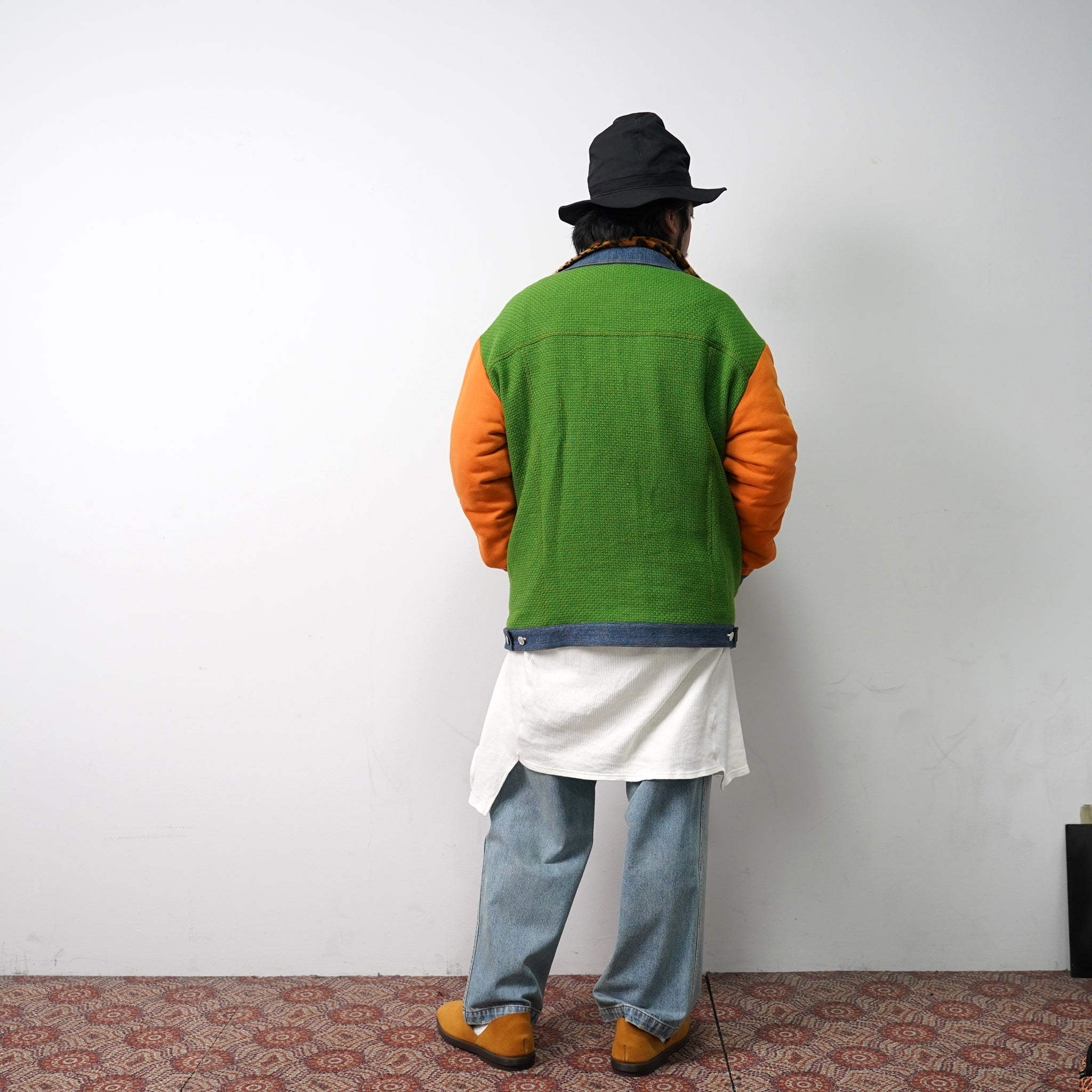 No:pw21j03 | Name:TRIPLE LAYER MULTI JACKET | Color:Denim-Grn-Orange-Leopard | Size:1/2【PLATEAU STUDIO_プラトー スタジオ】【archive】