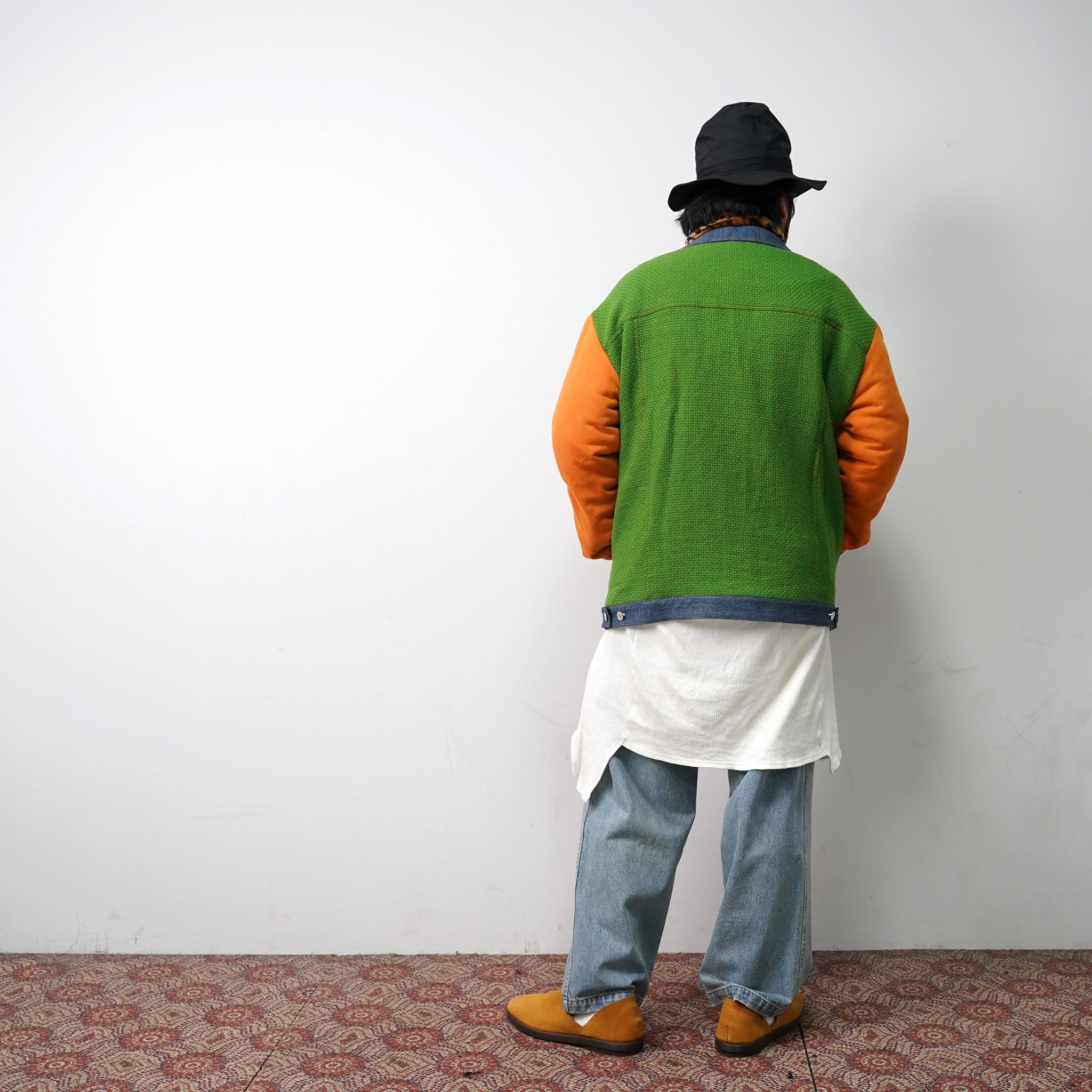 No:pw21j03 | Name:TRIPLE LAYER MULTI JACKET | Color:Denim-Grn-Orange-Leopard | Size:1/2【PLATEAU STUDIO_プラトー スタジオ】【archive】