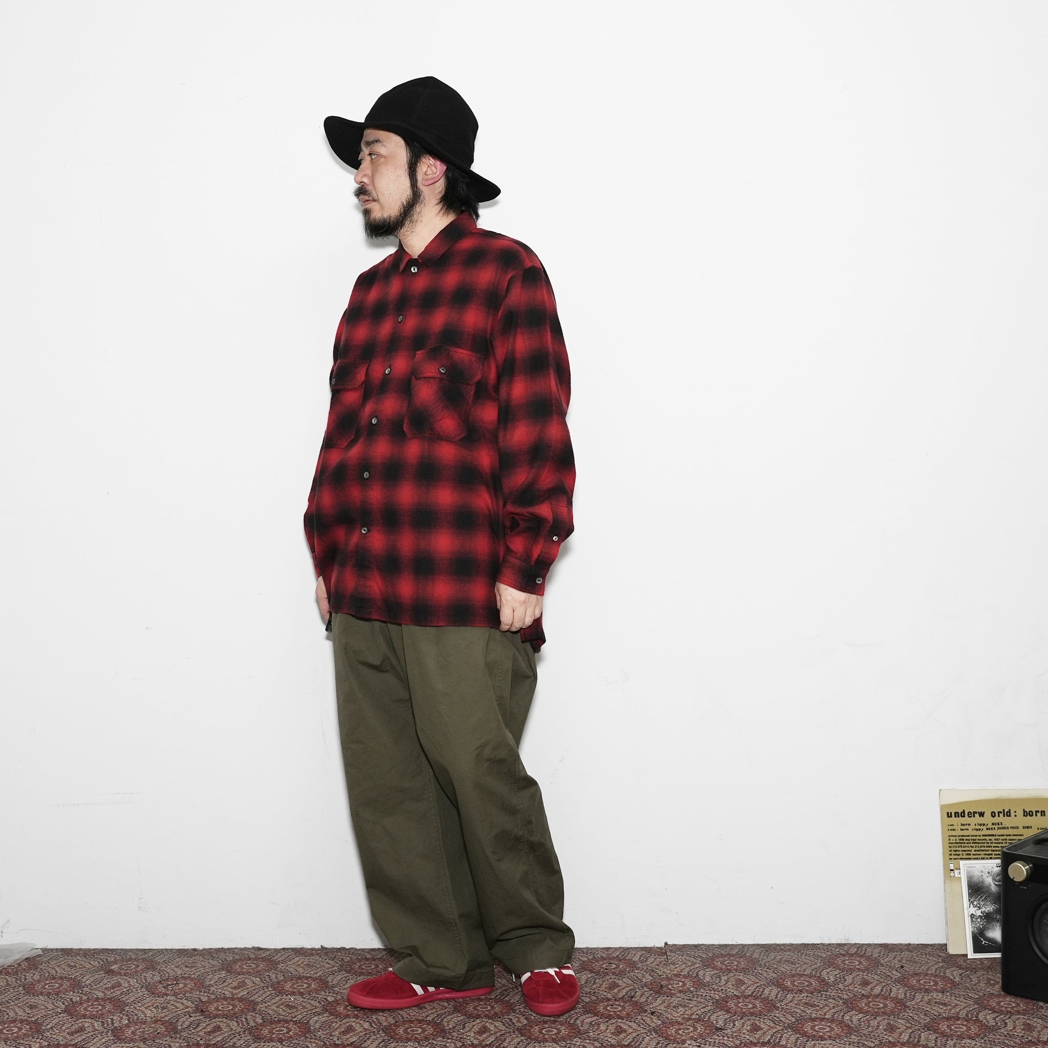 No:WP-02_B | Name:W POCKET SHIRTS-OMBRE CHECK | Color:Red【CATTA_カッタ】【archive】
