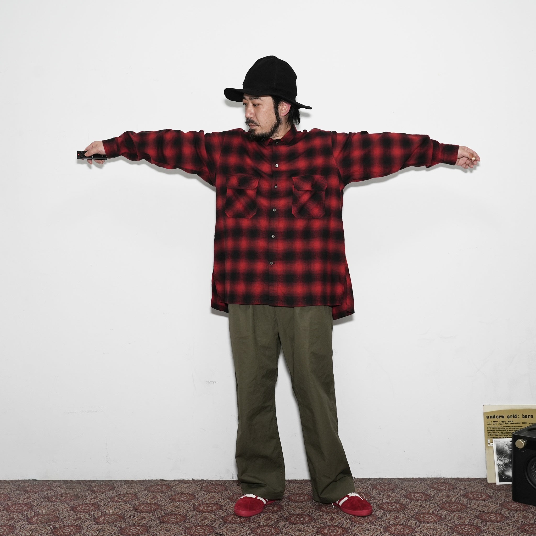 No:WP-02_B | Name:W POCKET SHIRTS-OMBRE CHECK | Color:Red【CATTA_カッタ】【archive】