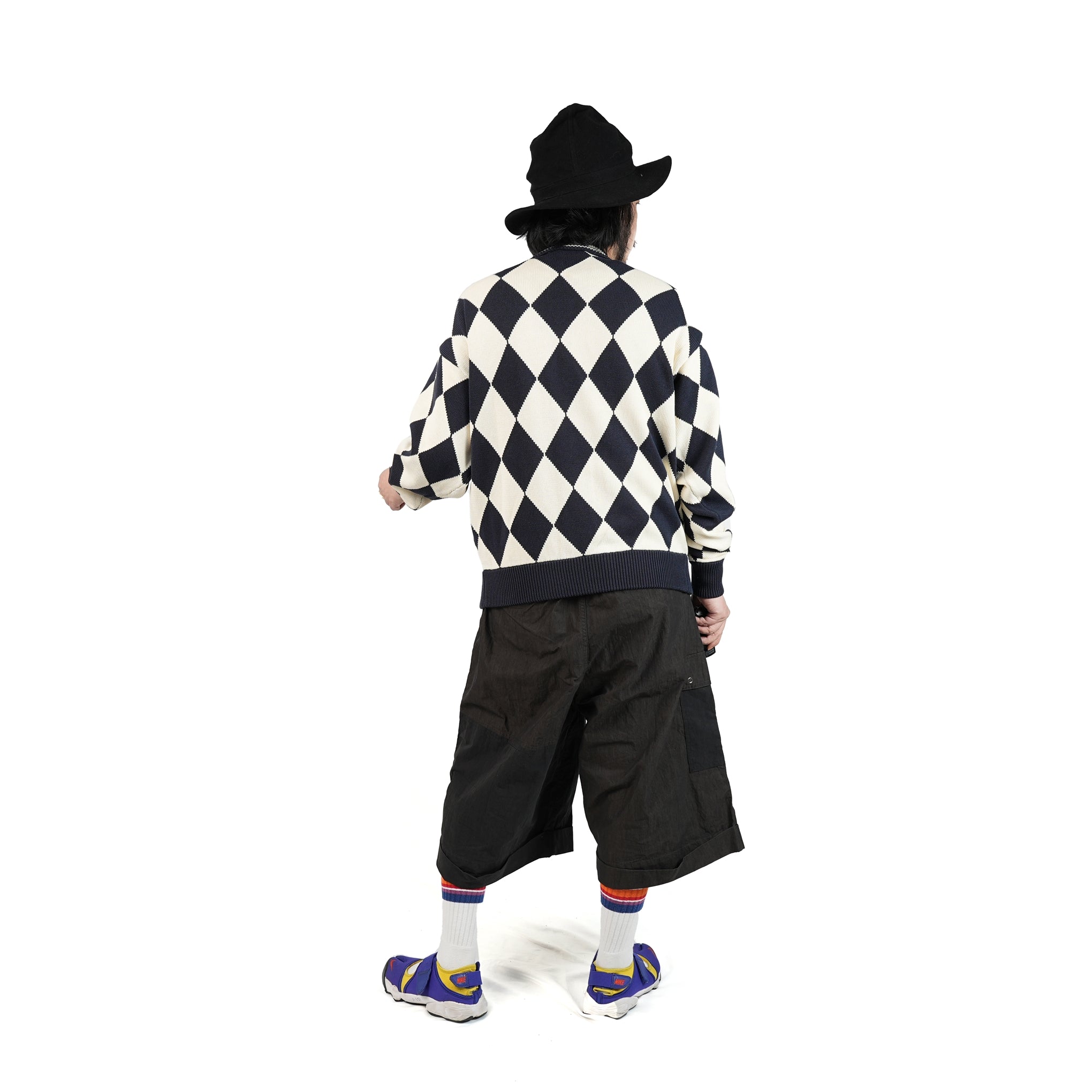 23#08373-3010 | Diamond pattern Cotton Knit Cardigan | Color:ネイビー【MINAMI ANDERSON_ミナミアンダーソン】