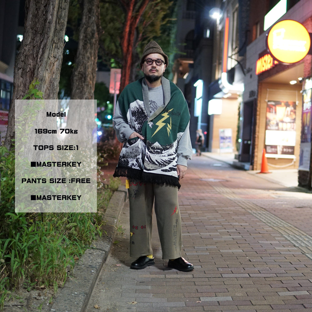 No:MK22A-K-18-1 | Name:Anacroism-Stole | Color:Blk/Grn | Size:Free【MASTERKEY】-MASTERKEY-ADDICTION FUKUOKA