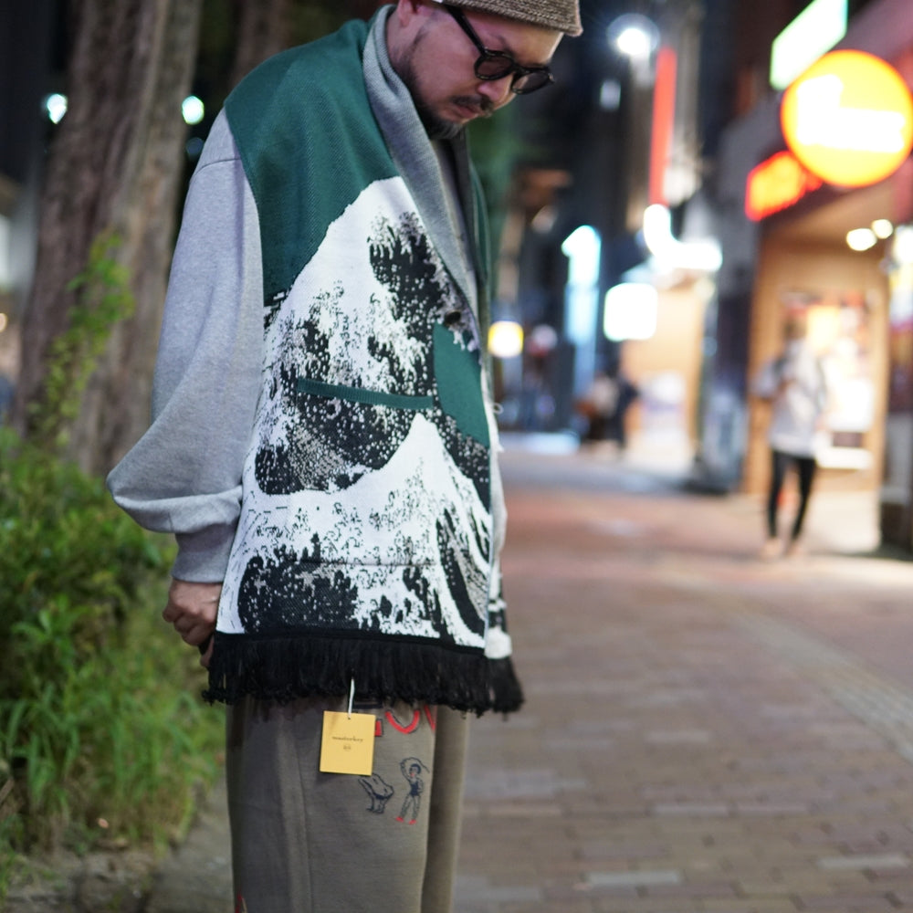 No:MK22A-K-18-1 | Name:Anacroism-Stole | Color:Blk/Grn | Size:Free【MASTERKEY】-MASTERKEY-ADDICTION FUKUOKA