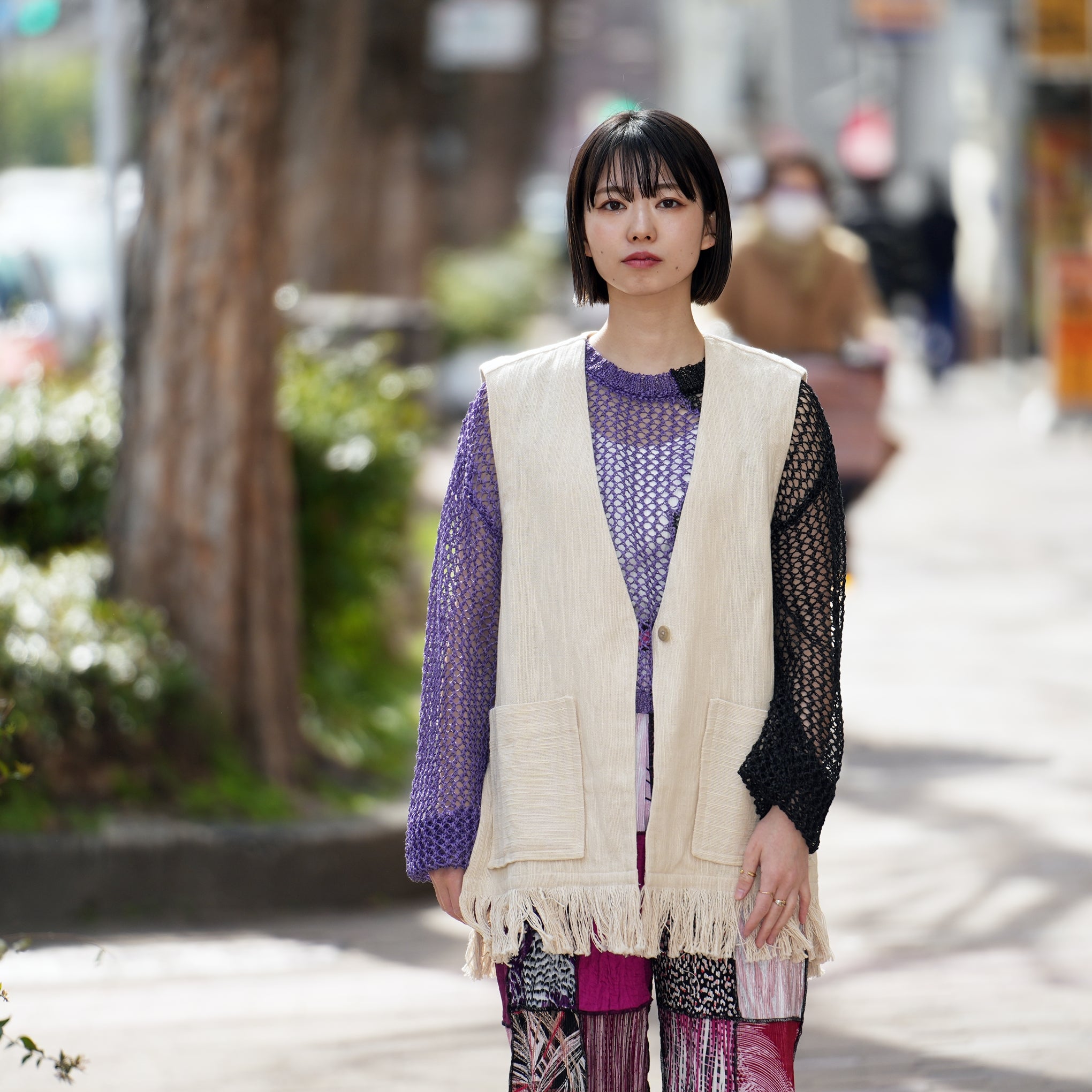 No:020931SL3 | Name:CTN FRINGE GILET | Color:Cream【SARA MALLIKA_サラマリカ】【archive】