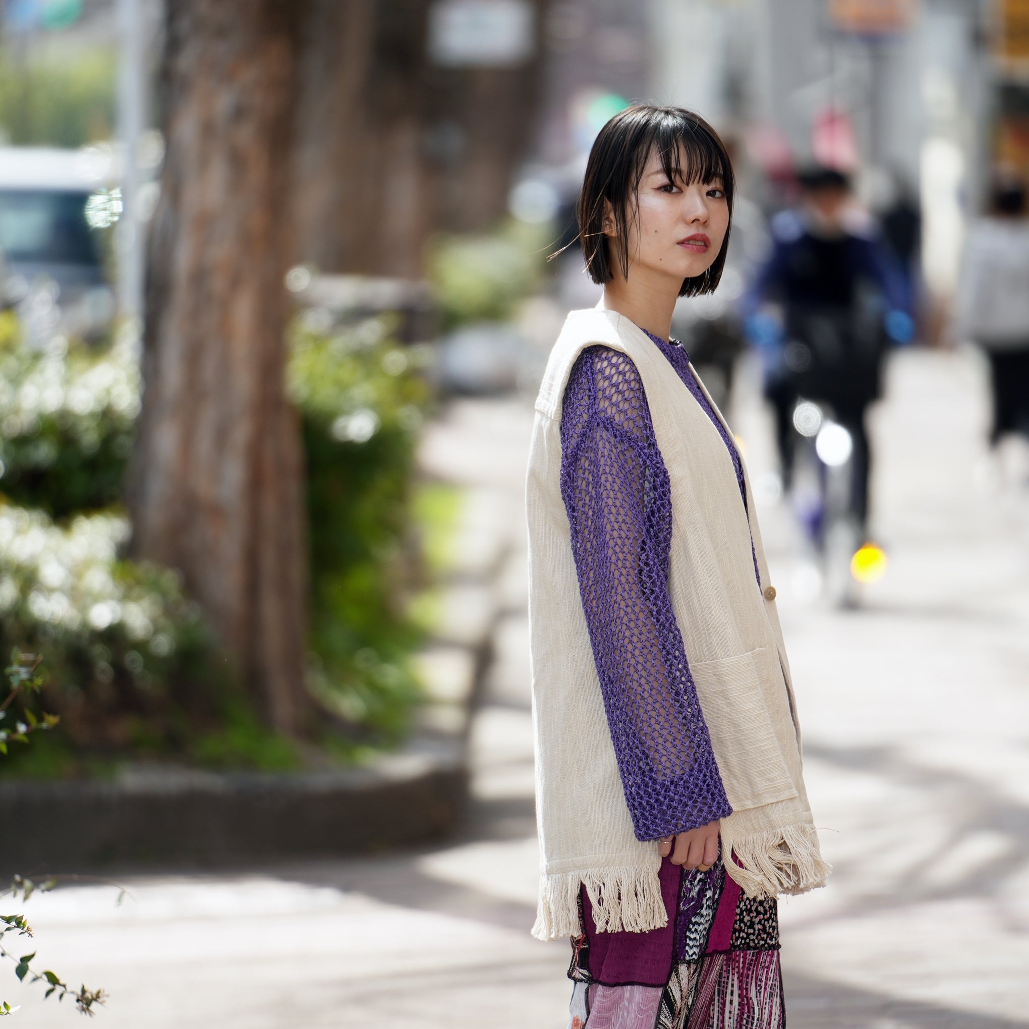No:020931SL3 | Name:CTN FRINGE GILET | Color:Cream【SARA MALLIKA_サラマリカ】【archive】
