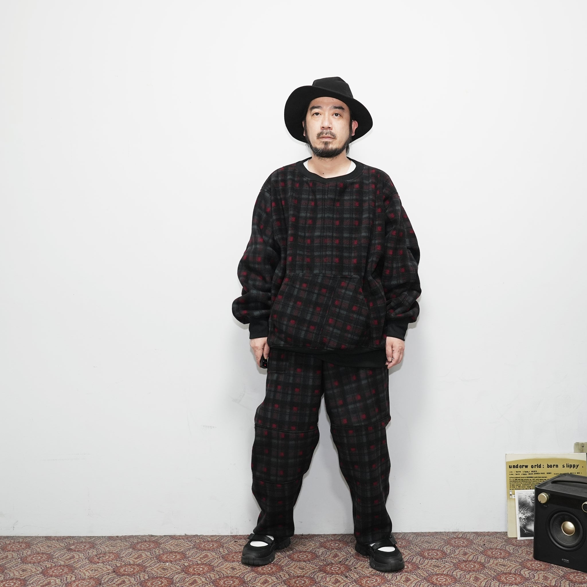 odd22fw02 | Custom Fleece Wide Pants – Check | ODDMENT