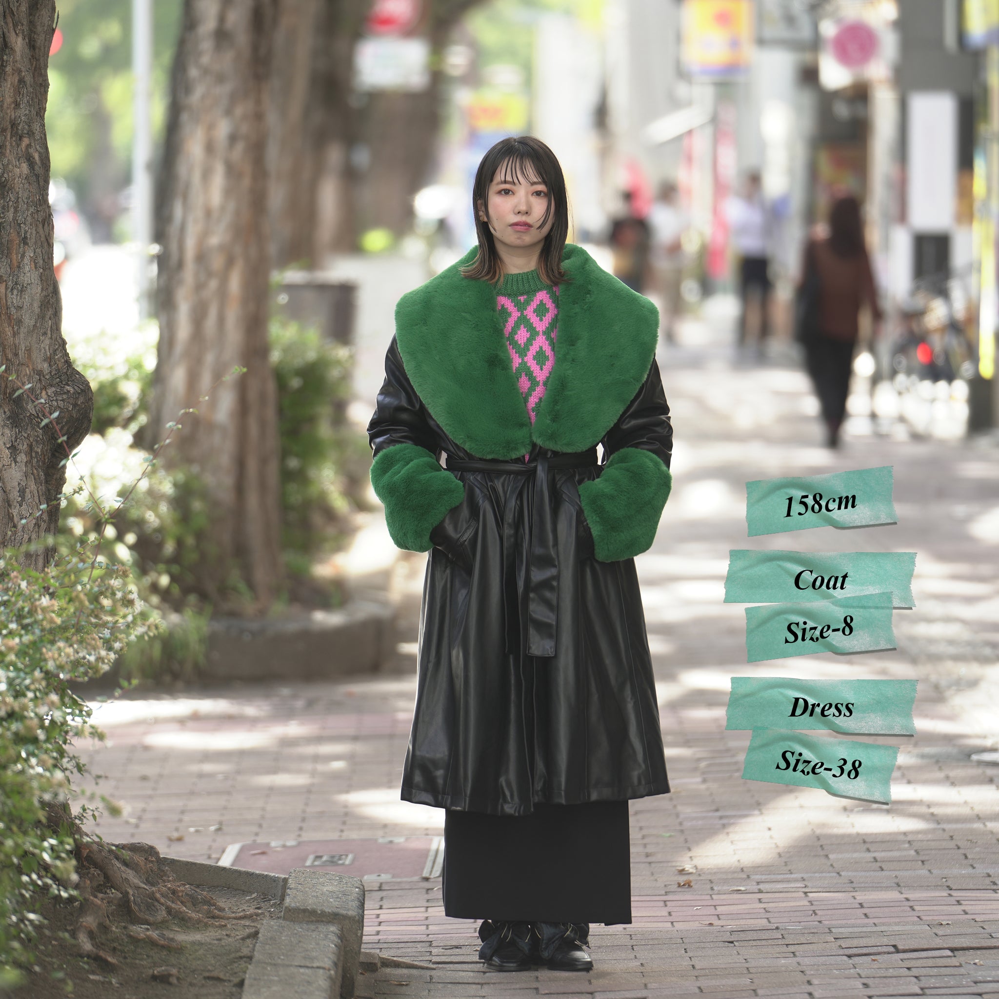 J1837BC07 | BAILEY – Black / Green Fur | Size:8 / 36 / S | JAKKE