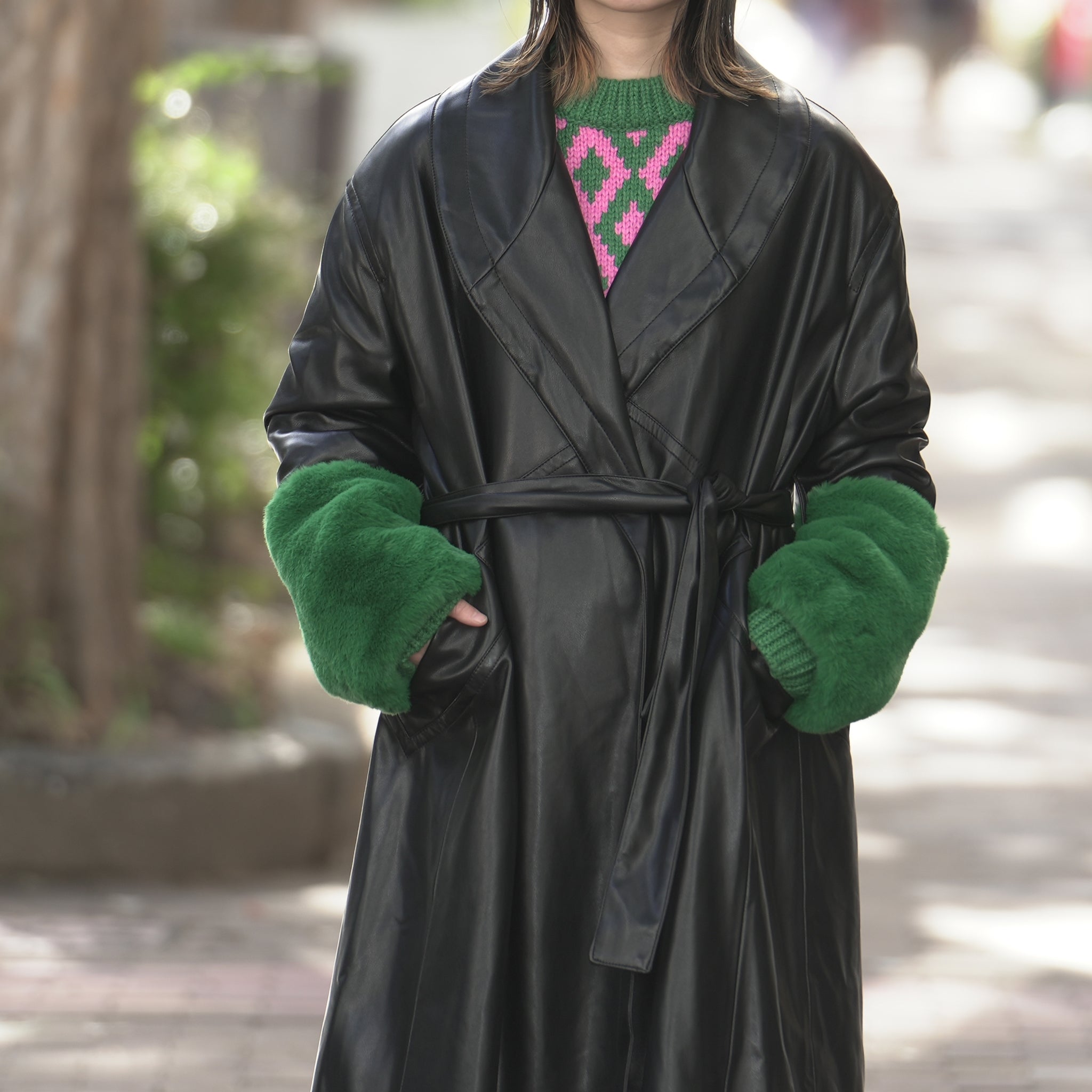 J1837BC07 | BAILEY – Black / Green Fur | Size:8 / 36 / S | JAKKE