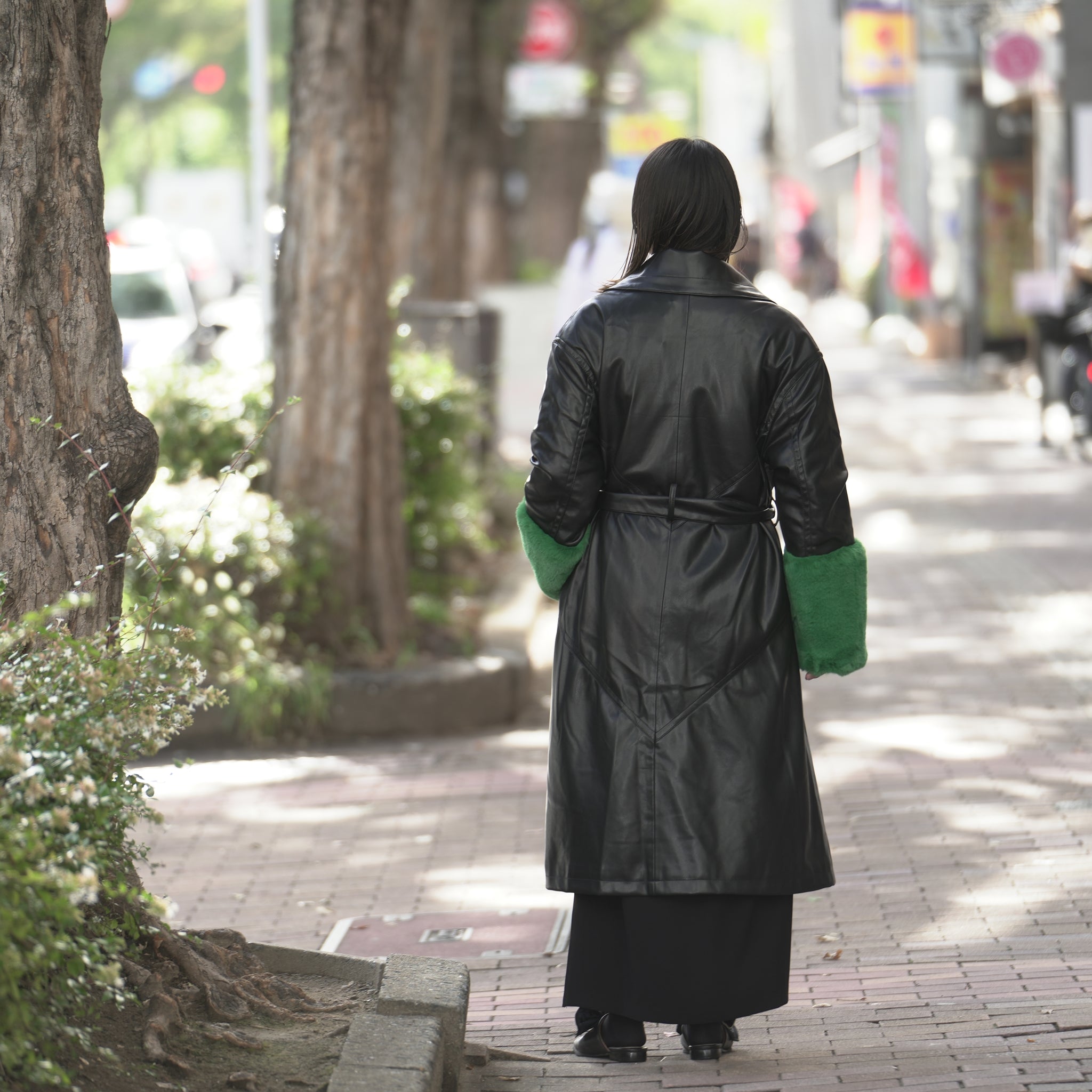 No:J1837BC07 | Name:BAILEY | Color:Black/Green Fur | Size:8/36/S |【JAKKE_ジャッキー】