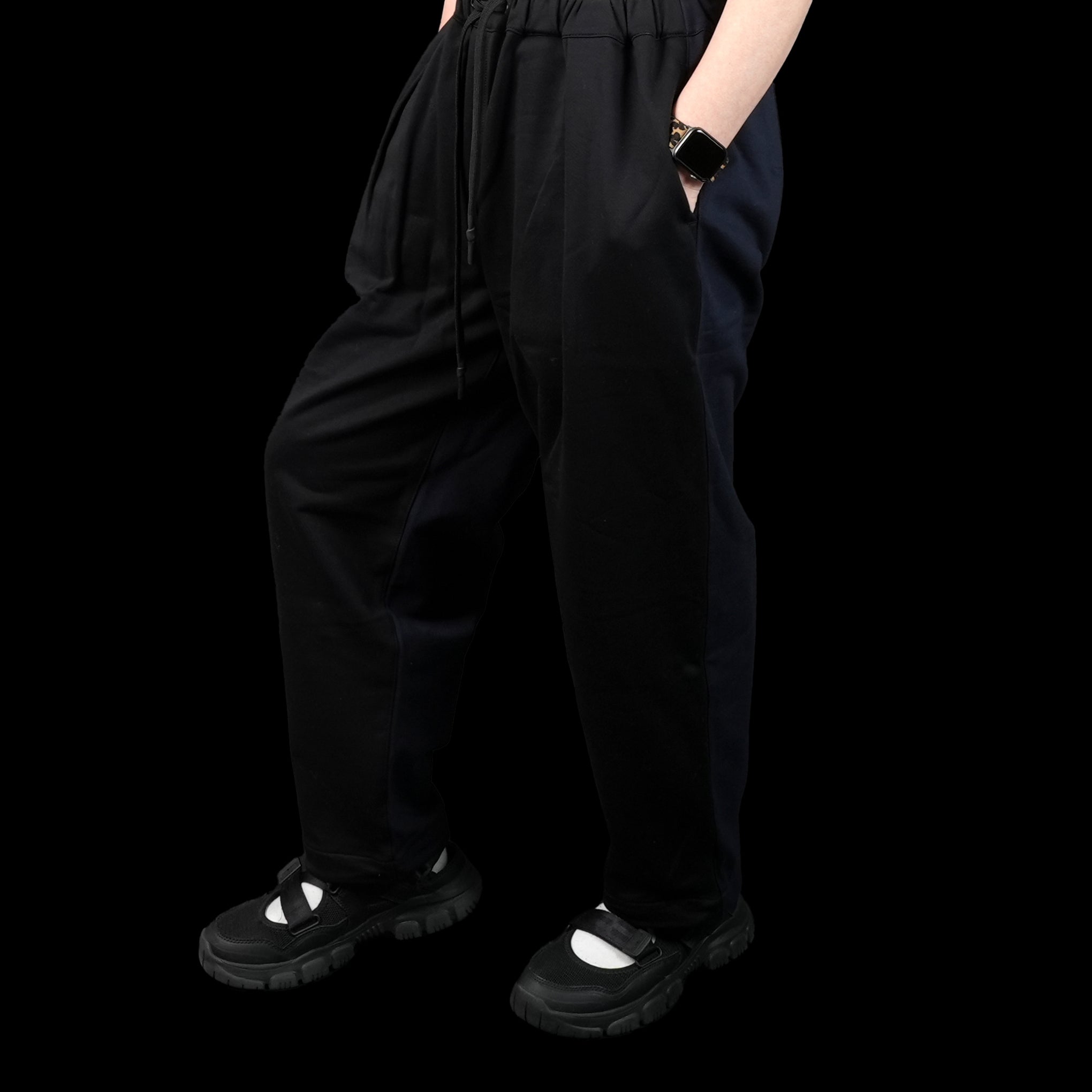 No:UN-017_SS23 | Name:TAPERED SWEAT TRACK PANTS BICOLOR | Color:Black × Navy【UNTRACE_アントレース】【archive】