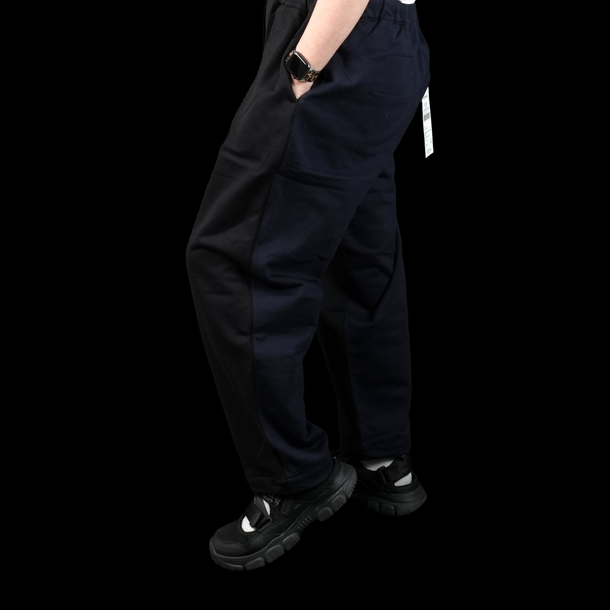 No:UN-017_SS23 | Name:TAPERED SWEAT TRACK PANTS BICOLOR | Color:Black × Navy【UNTRACE_アントレース】【archive】