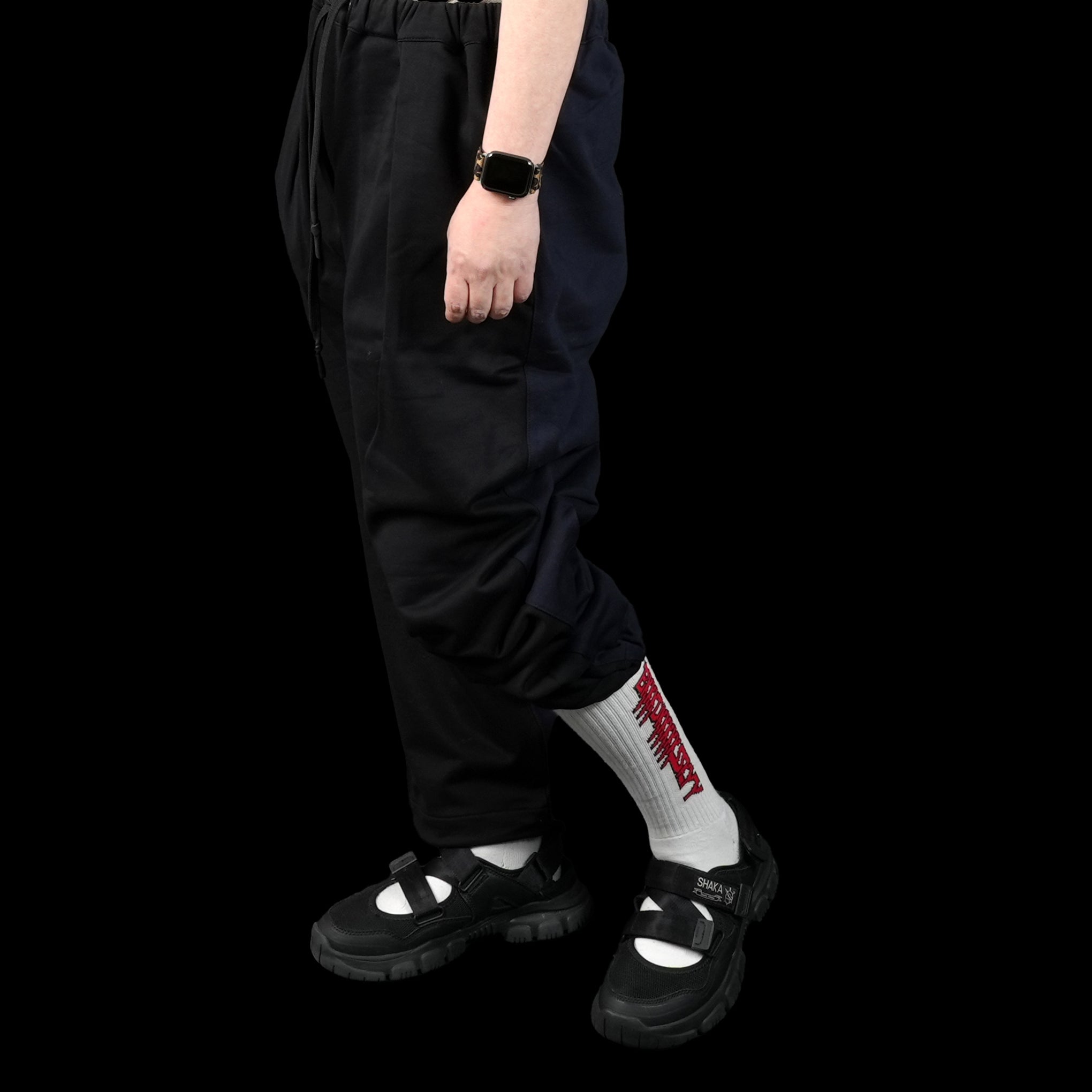 No:UN-017_SS23 | Name:TAPERED SWEAT TRACK PANTS BICOLOR | Color:Black × Navy【UNTRACE_アントレース】【archive】