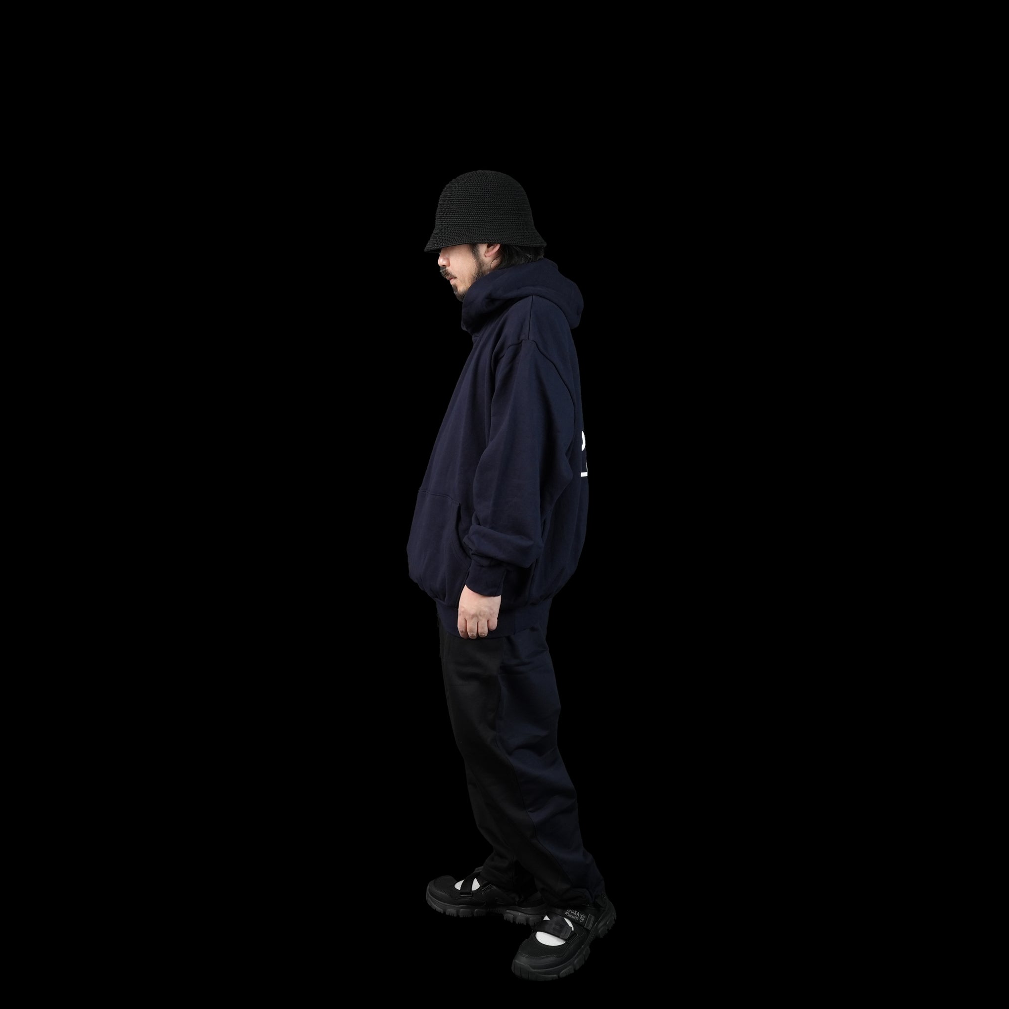UN-002_KM_a | BACK PRINT HOODIE – Dark Navy | UNTRACE