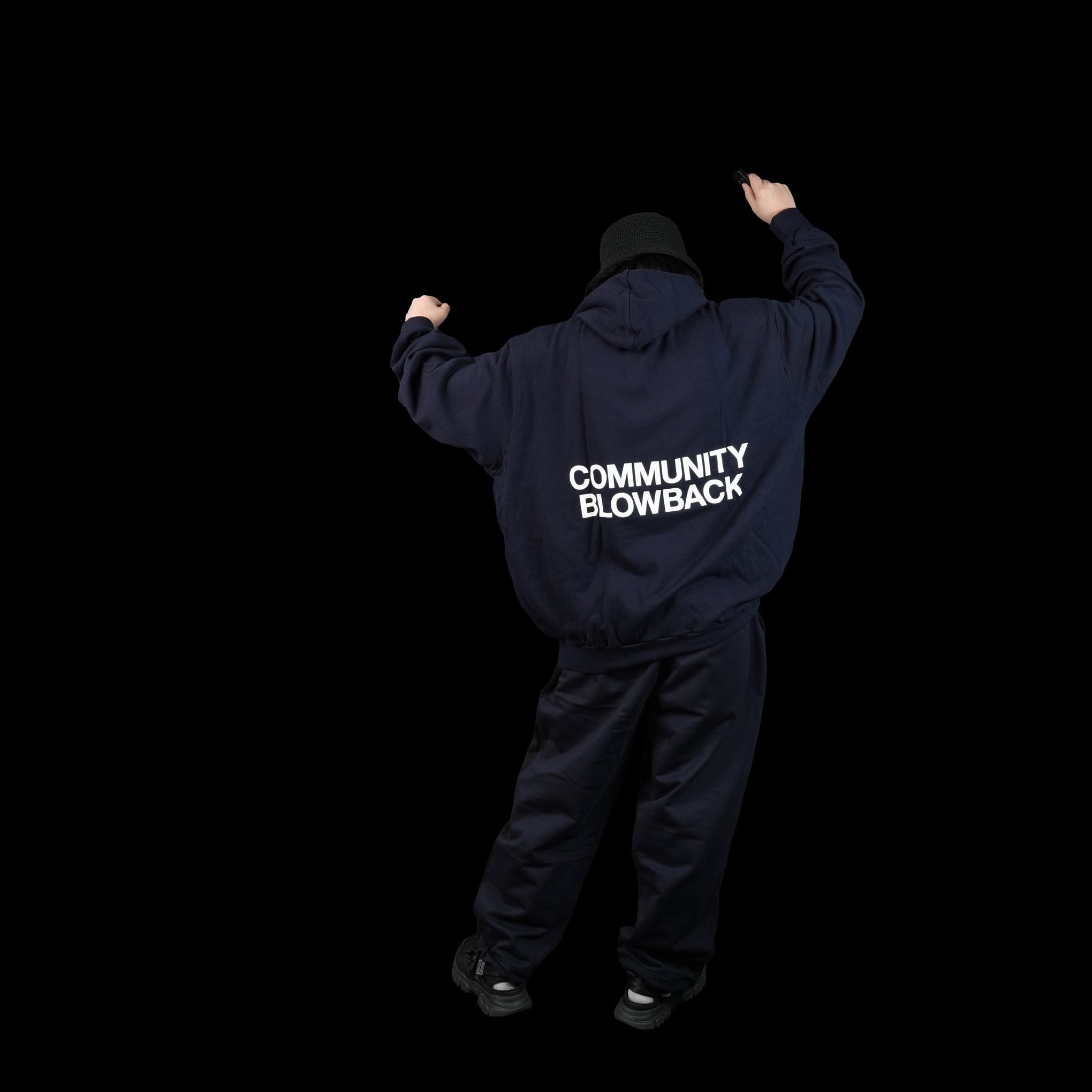 UN-002_KM_a | BACK PRINT HOODIE – Dark Navy | UNTRACE