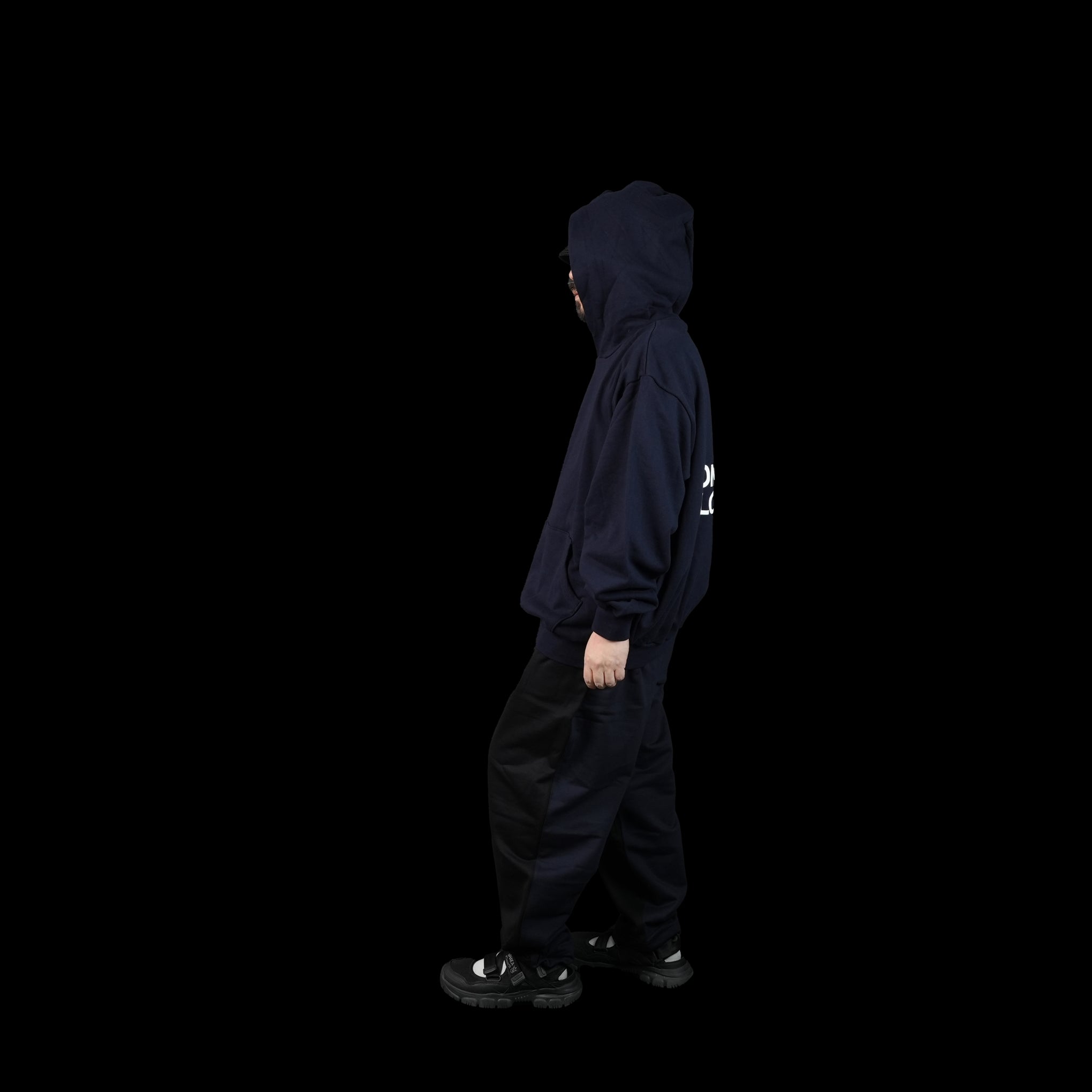 UN-002_KM_a | BACK PRINT HOODIE – Dark Navy | UNTRACE