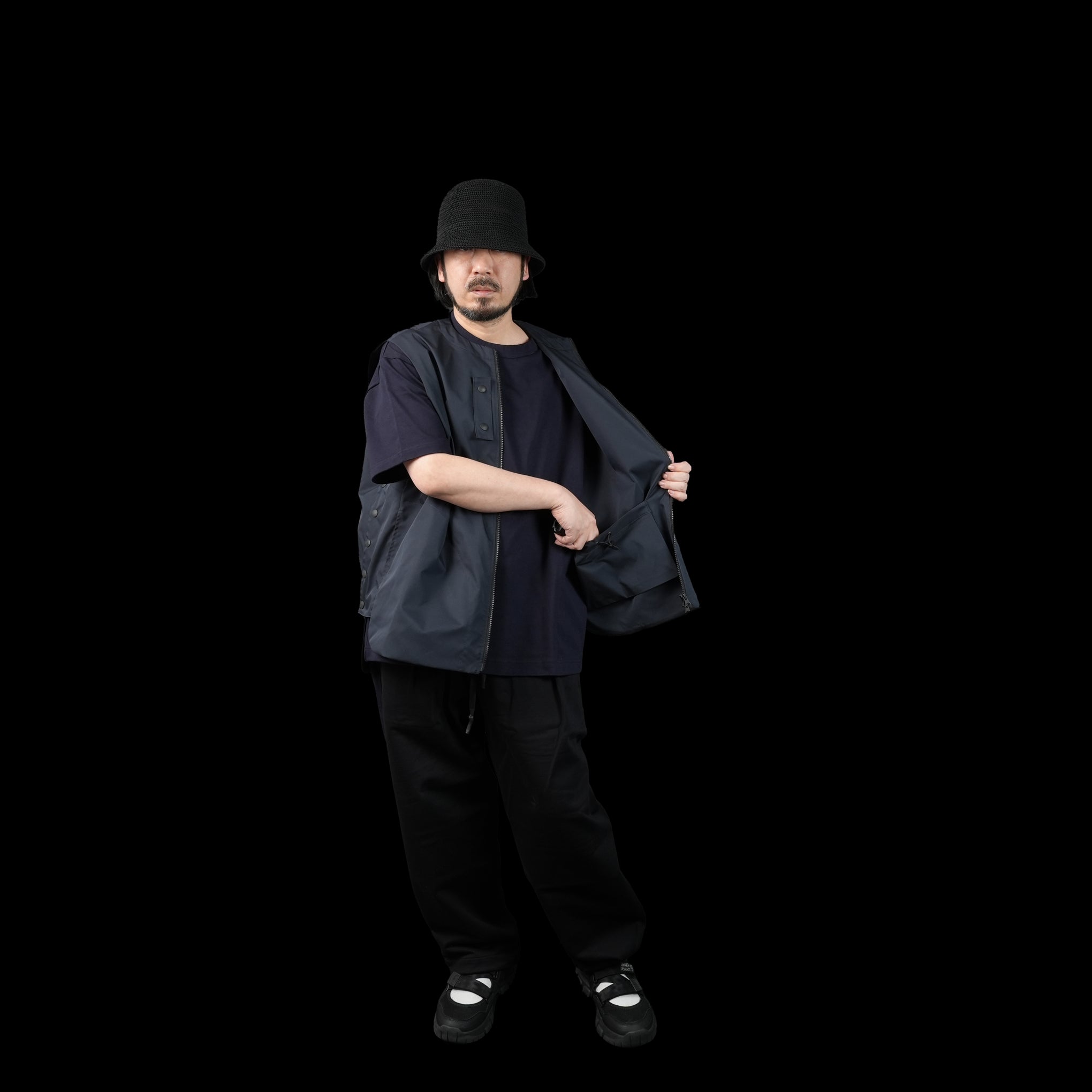 No:UN-004_SS23_a | Name:ZIPPER VEST (TEFLON) | Color:Dark Navy【UNTRACE_アントレース】【archive】