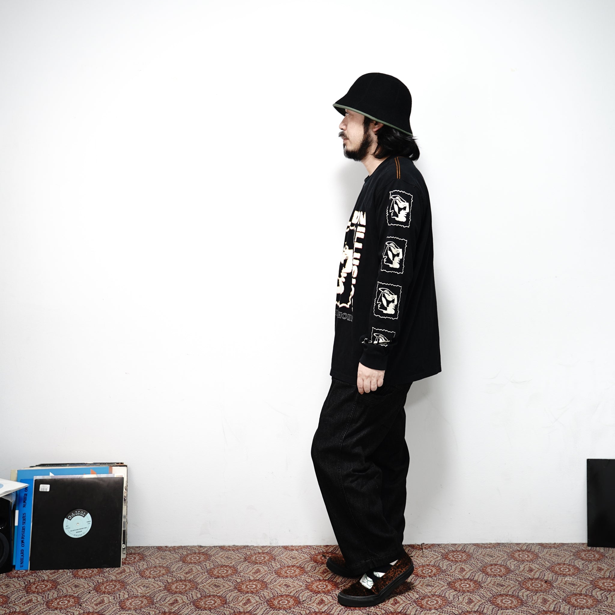 No:24340 | Name:MADORASINDAHOUSE ILLUSION LONGSLEEVE BF TEE | Color:Washed Black | Size:M/L【ONE TEASPOON_ワンティースプーン】【archive】