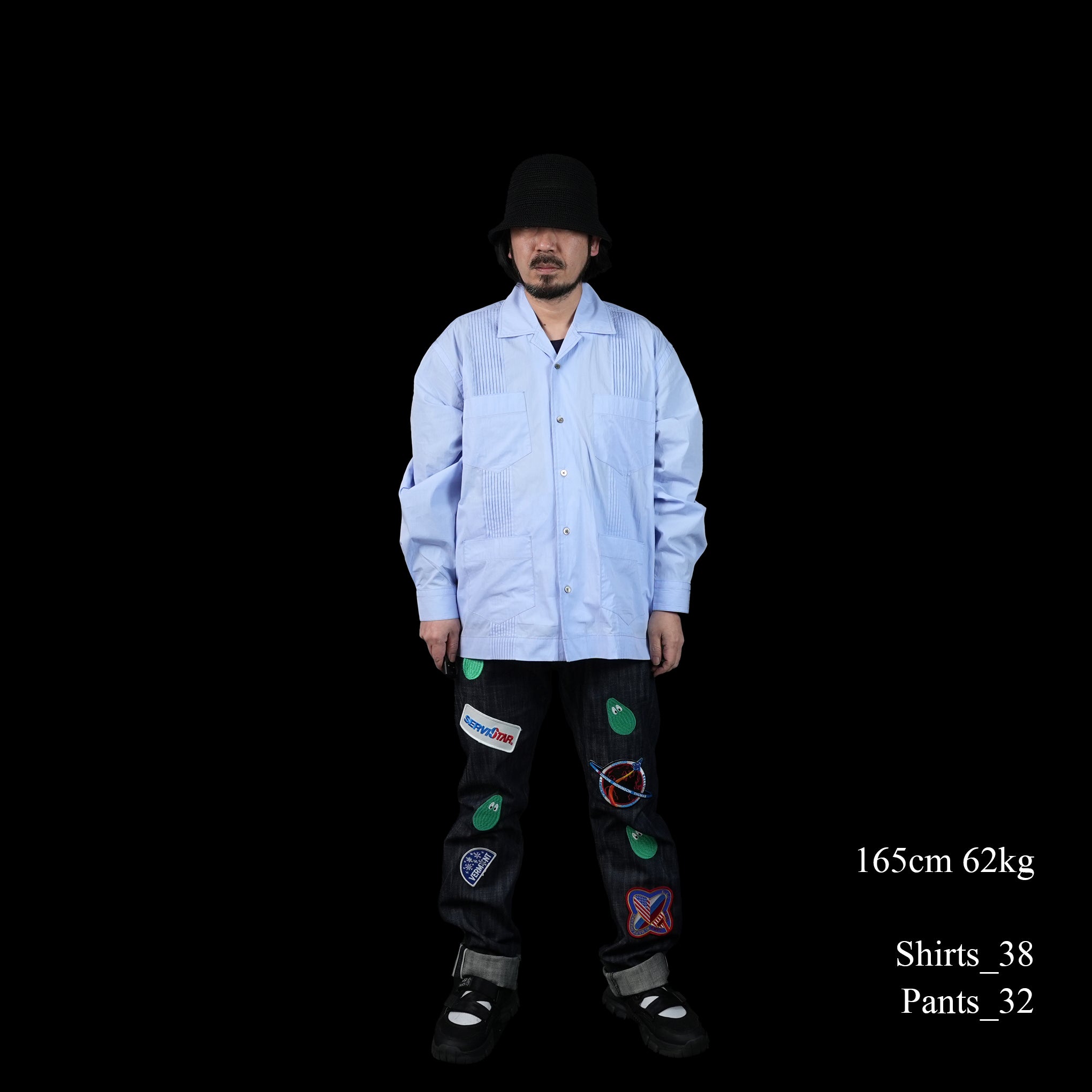 M31304 | Monitaly Xx Jeans W/ Avocado Embroidery And Patches | Color:Cone Ds Selvage Denim【MONITALY_モニタリー】