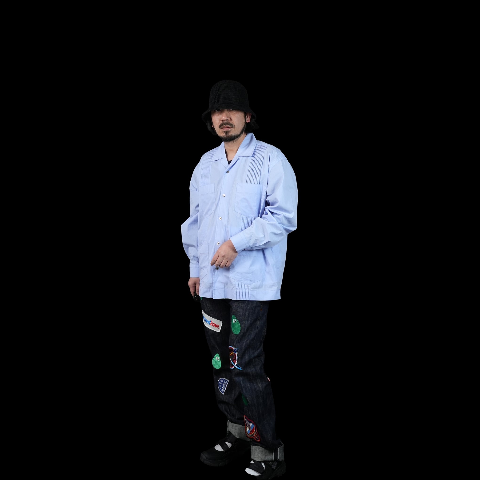 M31304 | Monitaly Xx Jeans W/ Avocado Embroidery And Patches | Color:Cone Ds Selvage Denim【MONITALY_モニタリー】