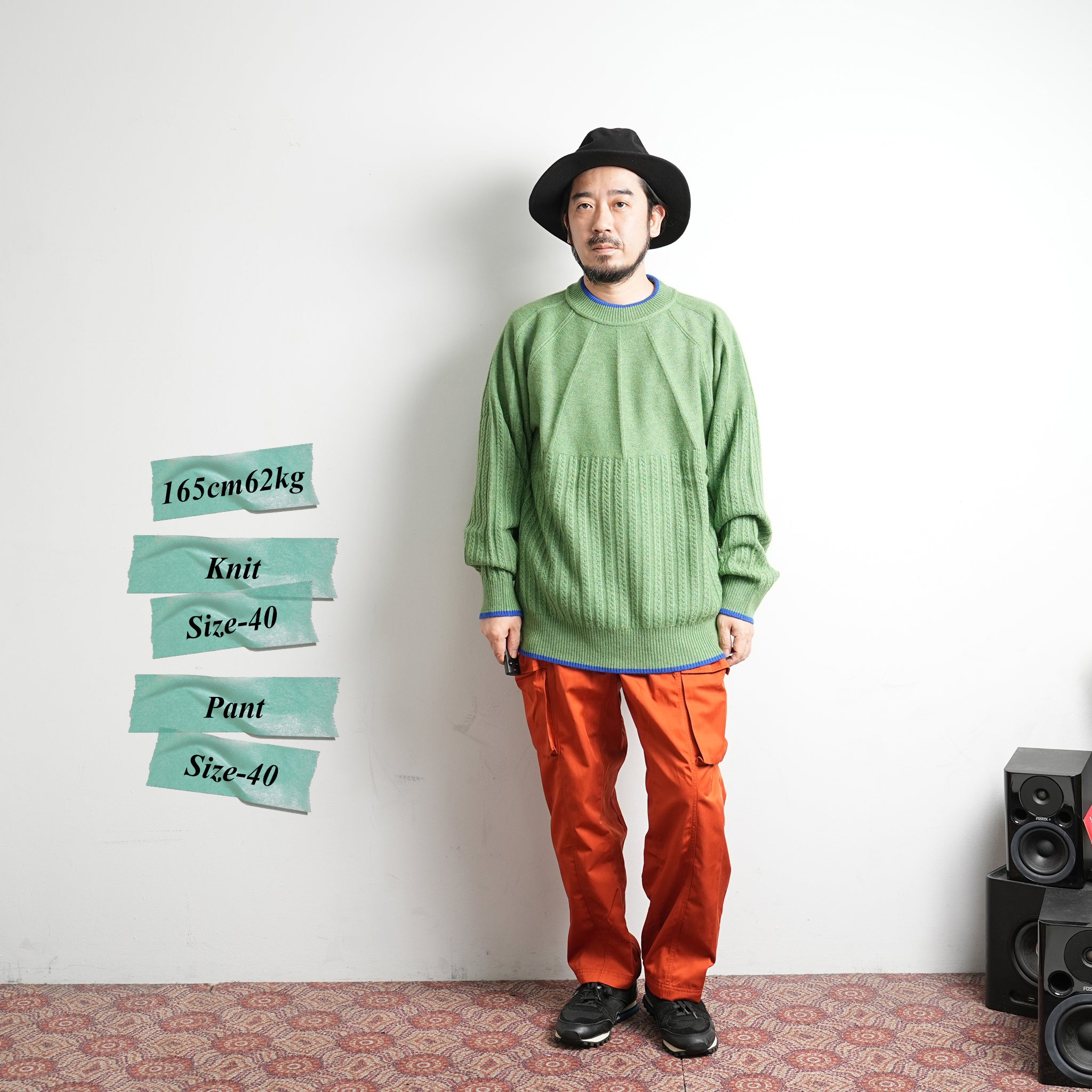 No:KLM22FKN1013 | Name:Nikola_Centripetal Knit | Color:Green/Black【KELEN MEN_ケレン】