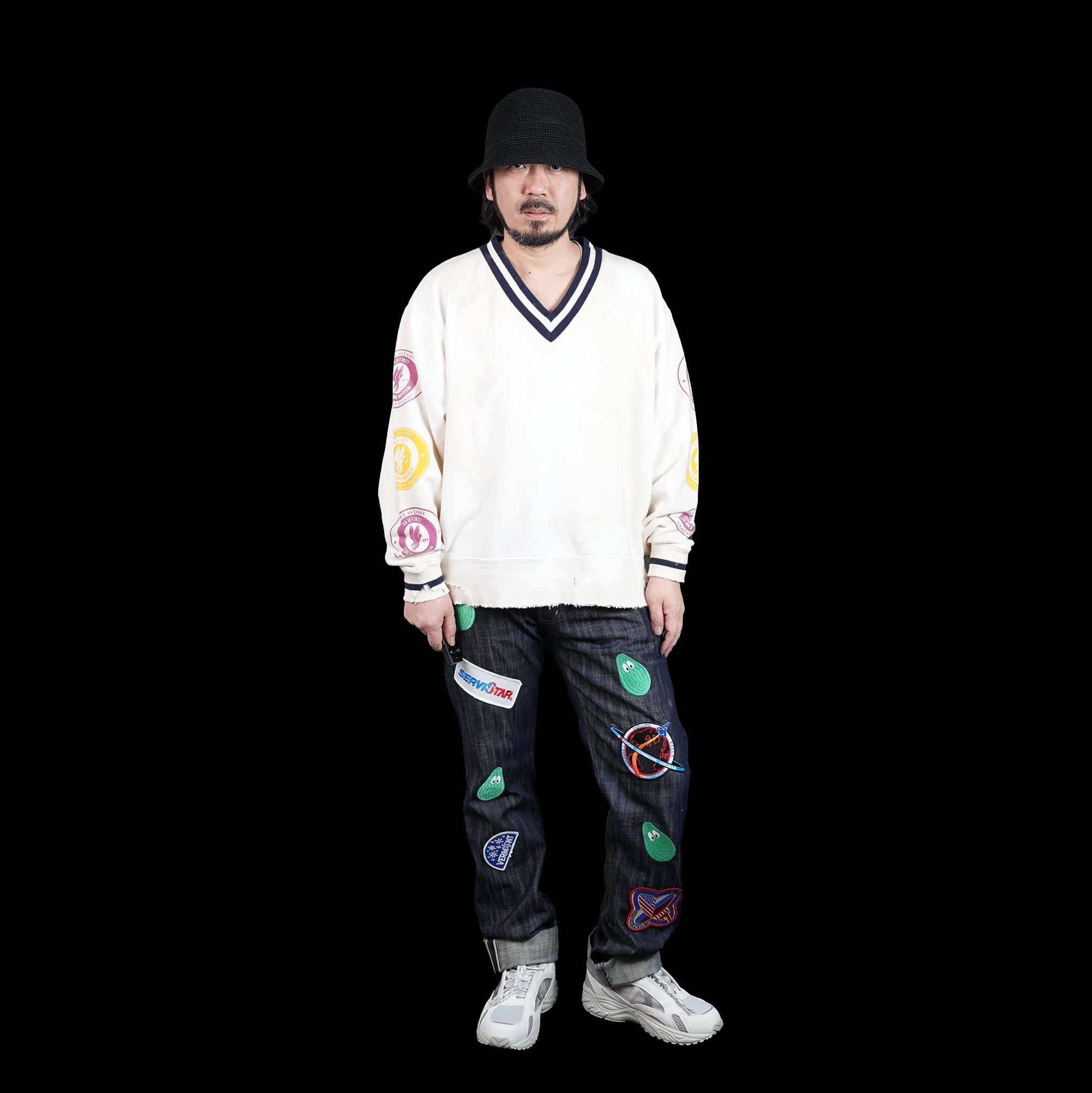 No:23#07373-1110 | Name:V-Student Sweatshirt Emblem-Type | Color:キナリ【MINAMI ANDERSON_ミナミアンダーソン】