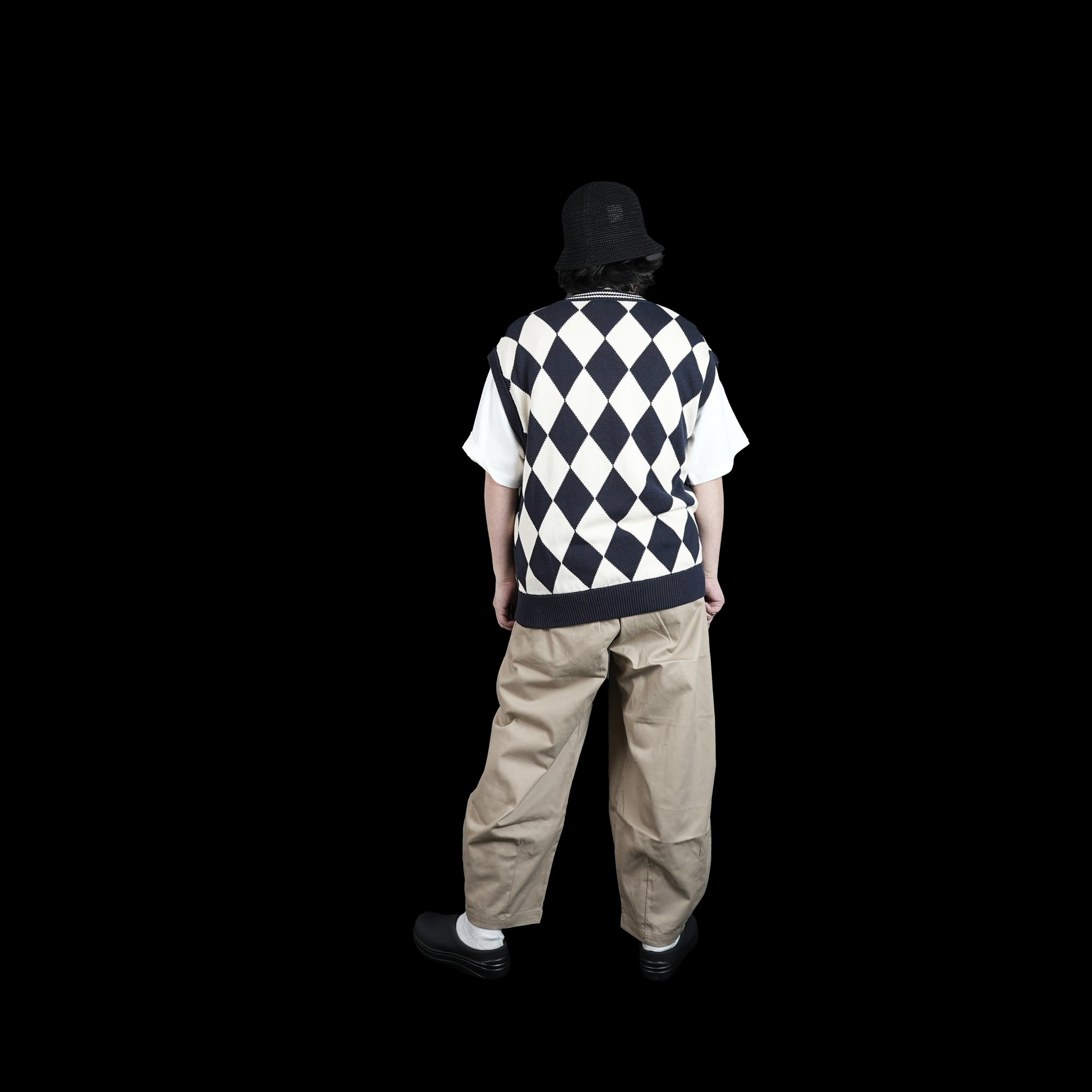 23#08373-2010 | Diamond pattern Cotton Knit Vest | Color:ネイビー【MINAMI ANDERSON_ミナミアンダーソン】