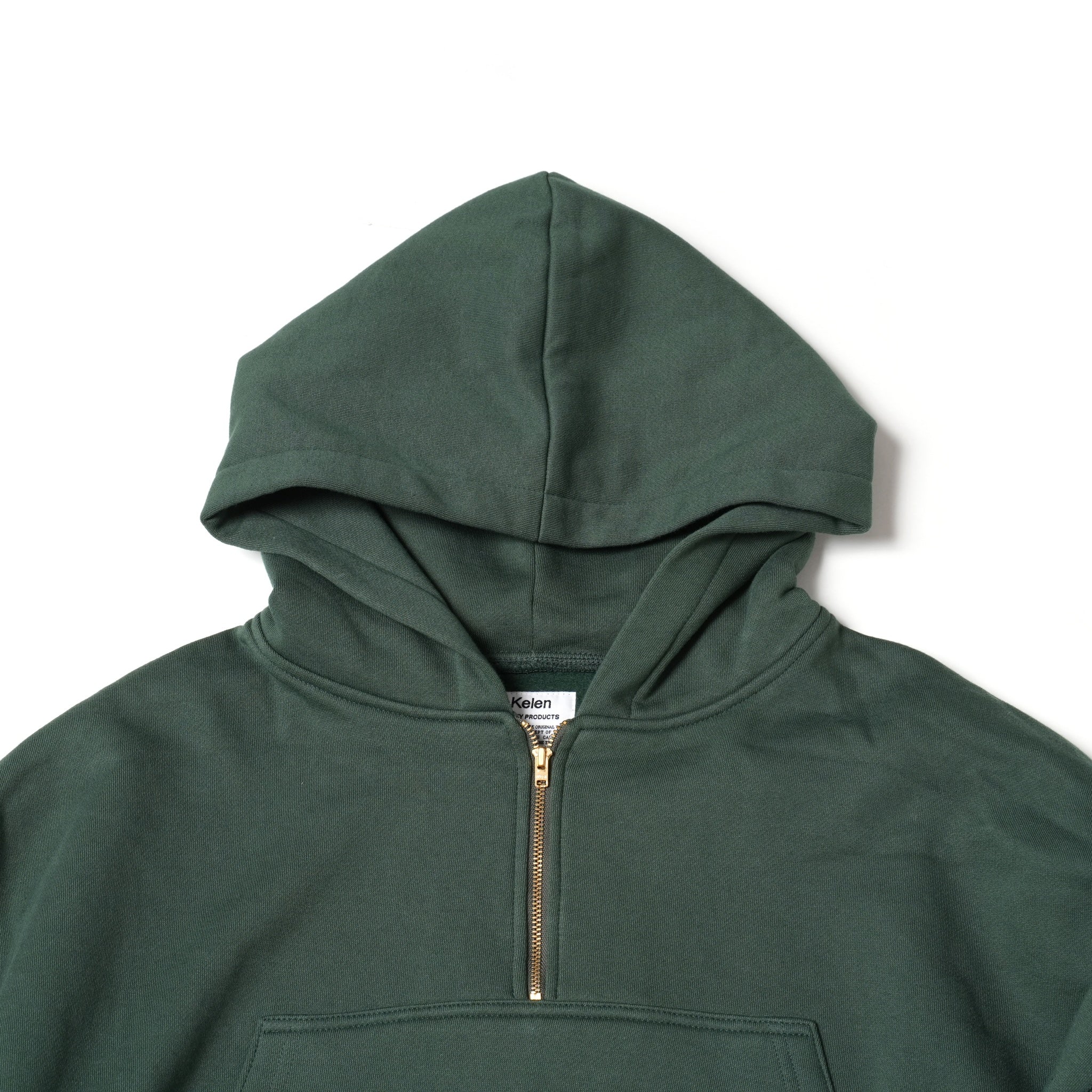 Lun_Big Pocket Half Zip Bicolor Hoodie – Crazy / Green | KELEN MEN