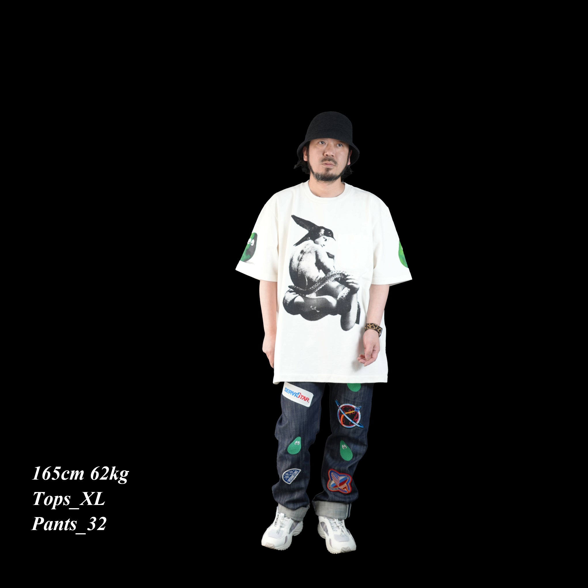 M25701 | French Terry SS Pocket Tee w Print | Color:White【MONITALY_モニタリー】【archive】