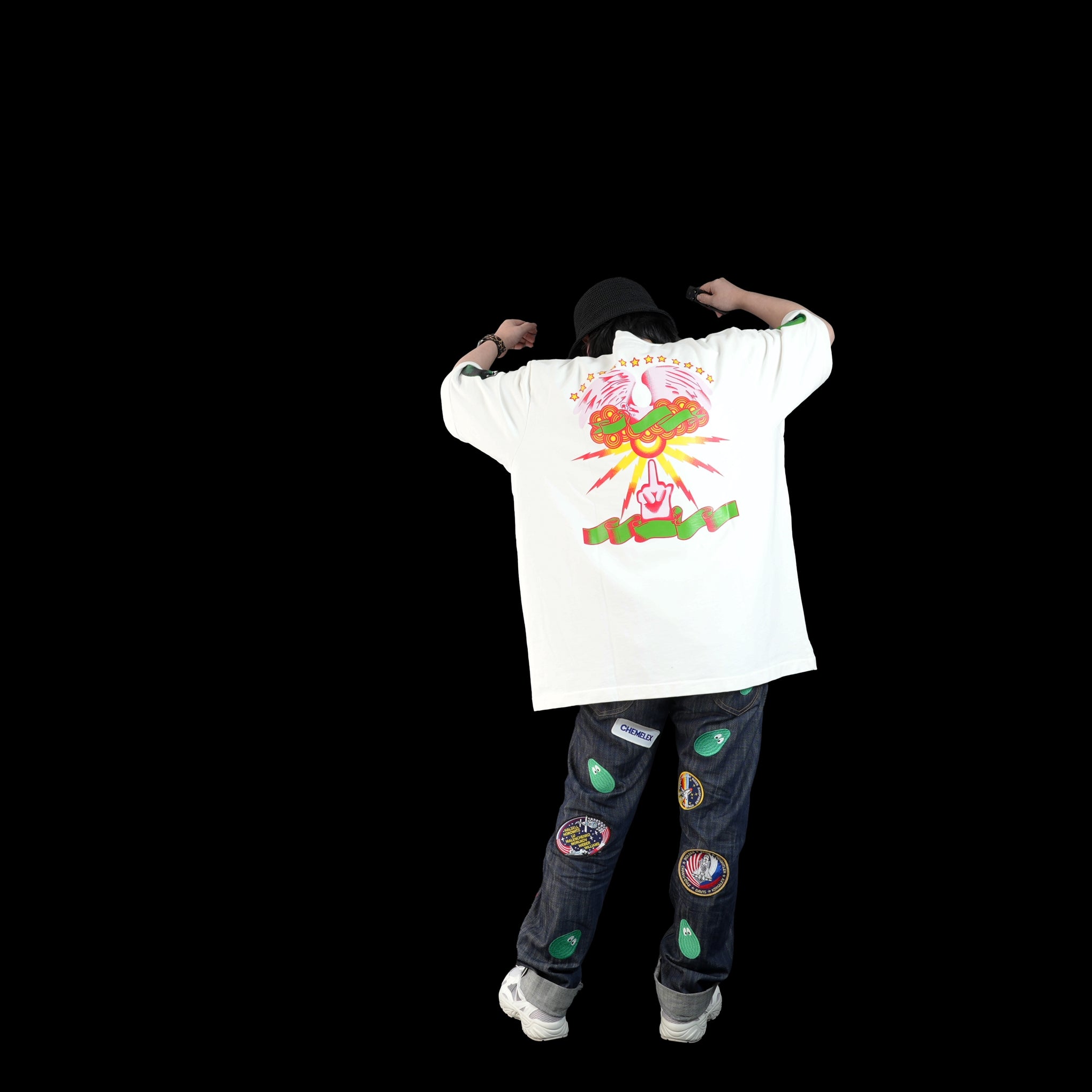 M25701 | French Terry SS Pocket Tee w Print | Color:White【MONITALY_モニタリー】【archive】