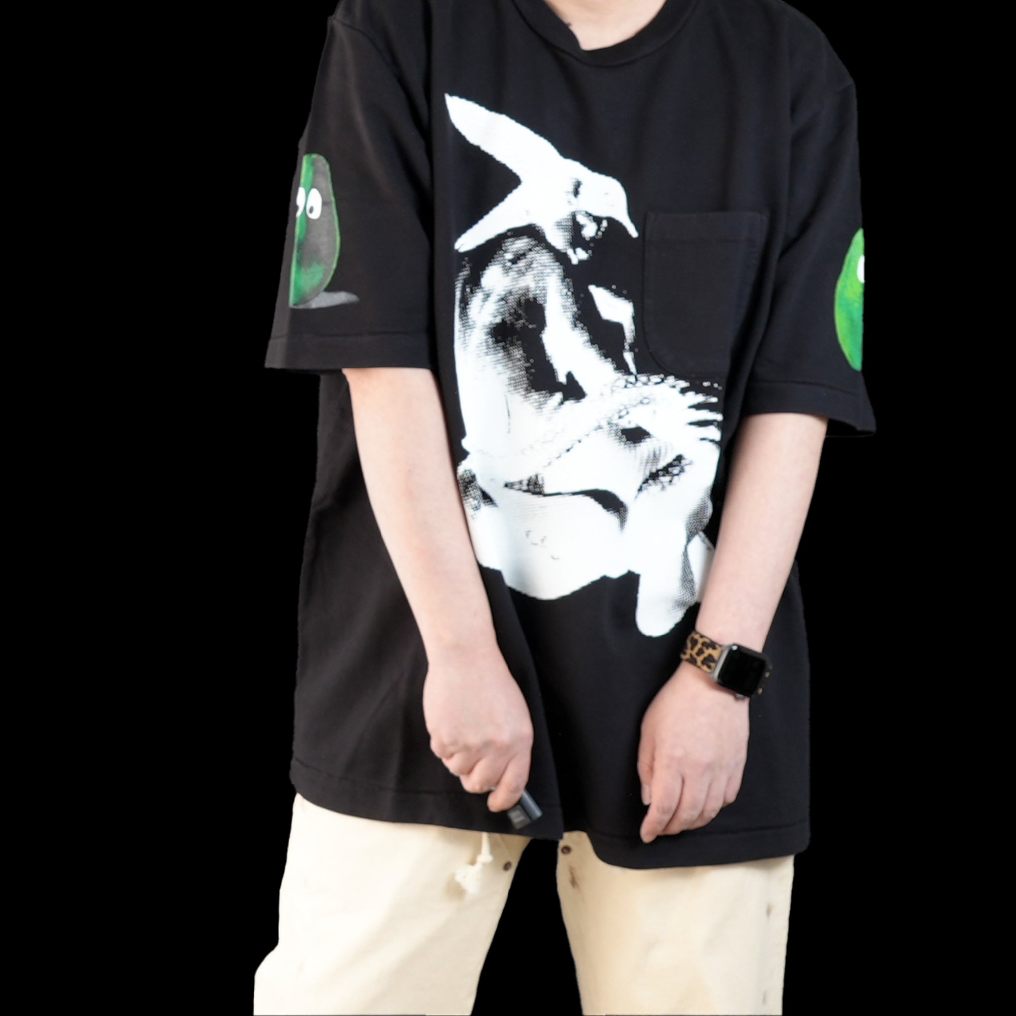 M25701black | French Terry SS Pocket Tee w Print | Color:Black【MONITALY_モニタリー】【archive】