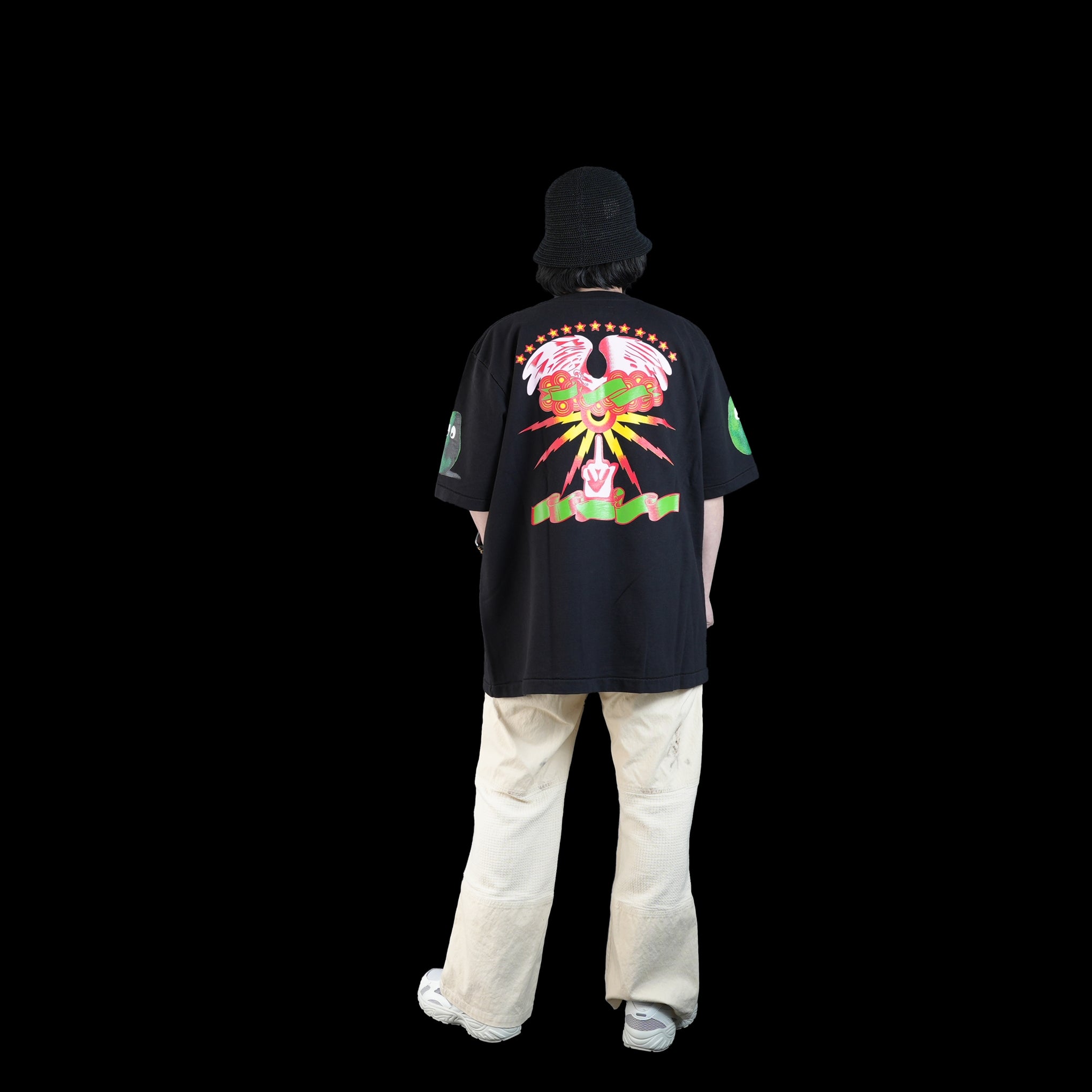 M25701black | French Terry SS Pocket Tee w Print | Color:Black【MONITALY_モニタリー】【archive】