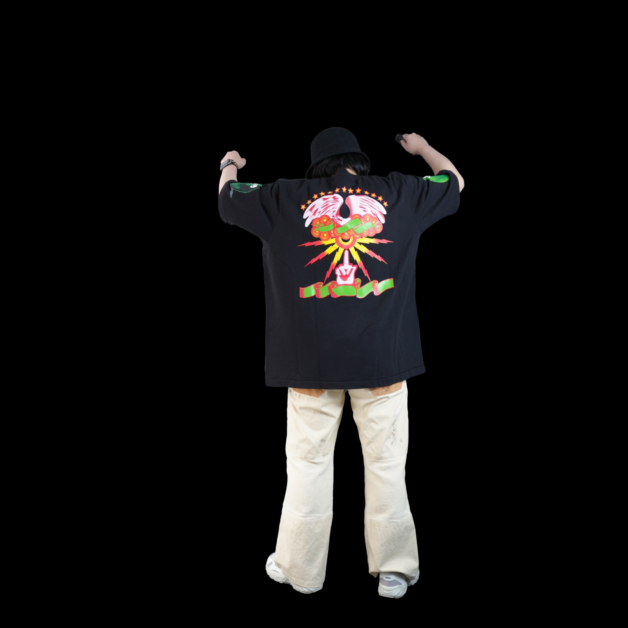 M25701black | French Terry SS Pocket Tee w Print | Color:Black【MONITALY_モニタリー】【archive】