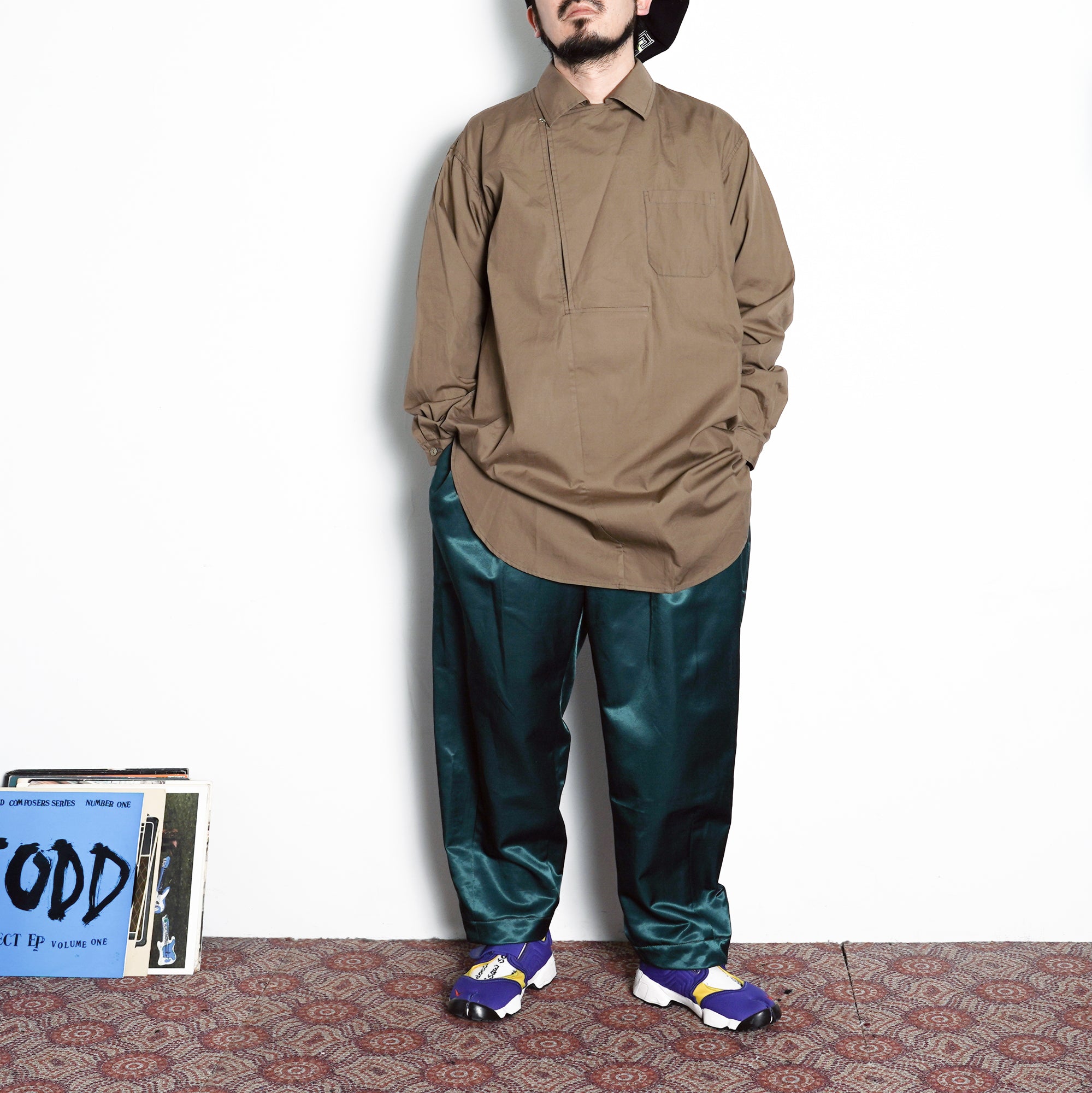 No:vr21ss-sd-sr03 | Name:DOUBLE NECK LONG SHIRTS | Color:BROWN | Size-Free【VARDE77】-VARDE77-ADDICTION FUKUOKA